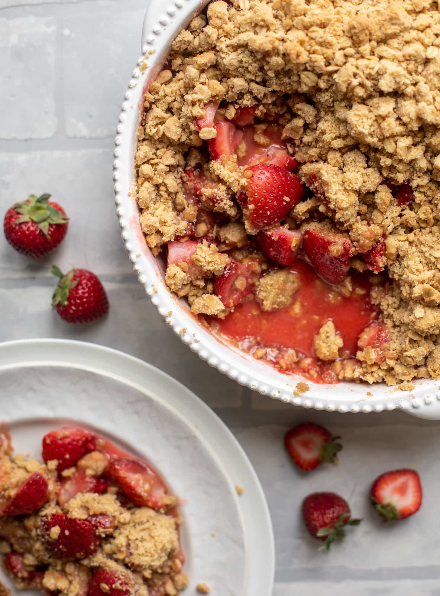 peanut butter and strawberry crumble