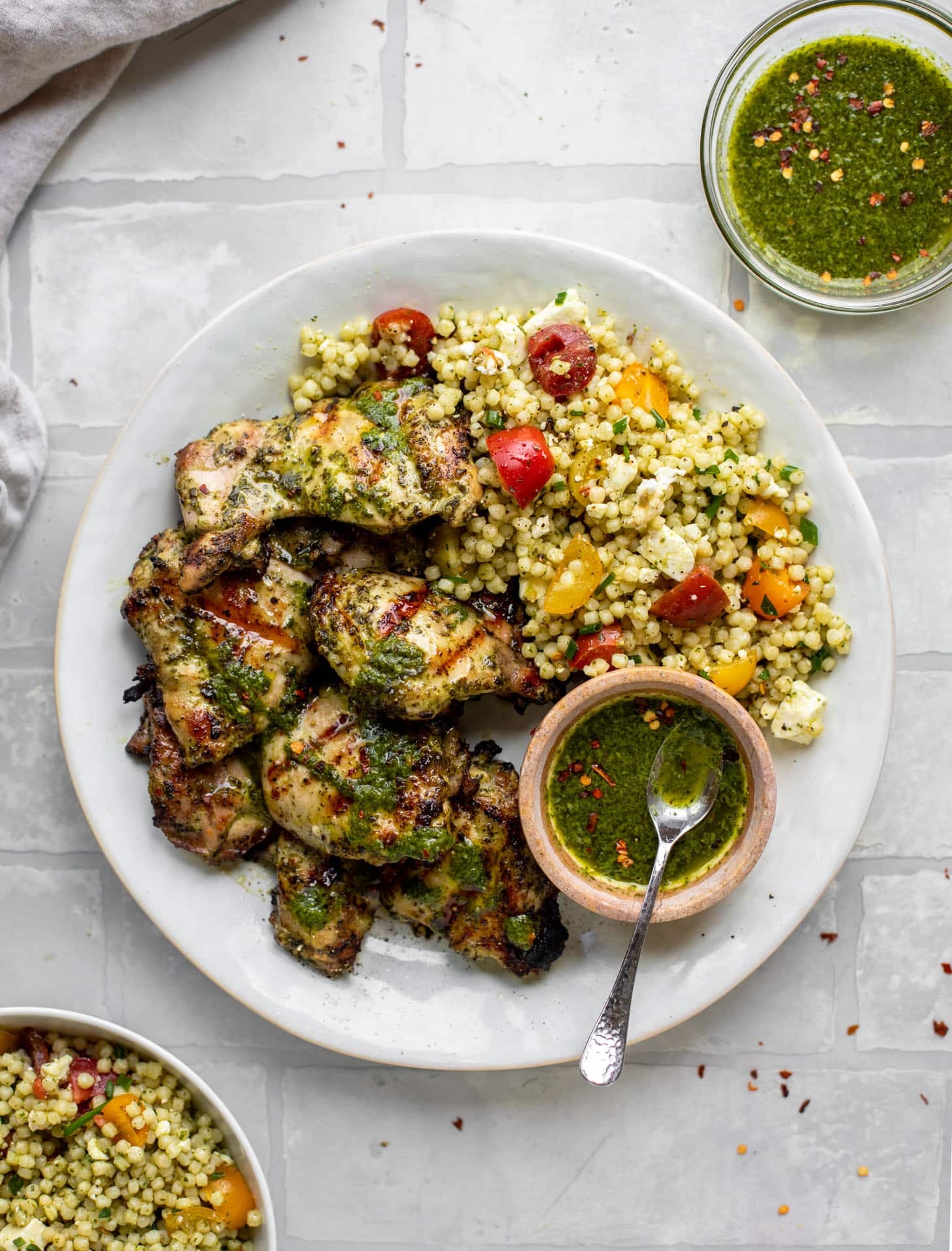 chimichurri grilled chicken with couscous salad