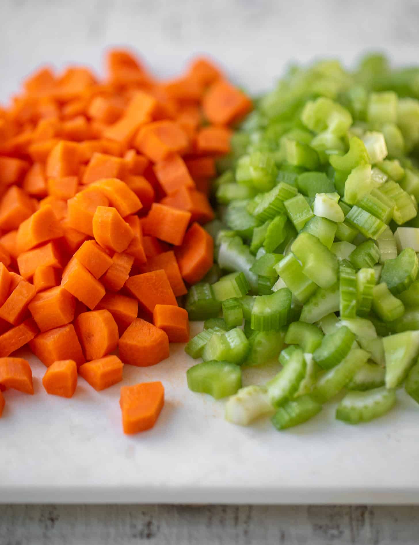 chopped carrots and celery