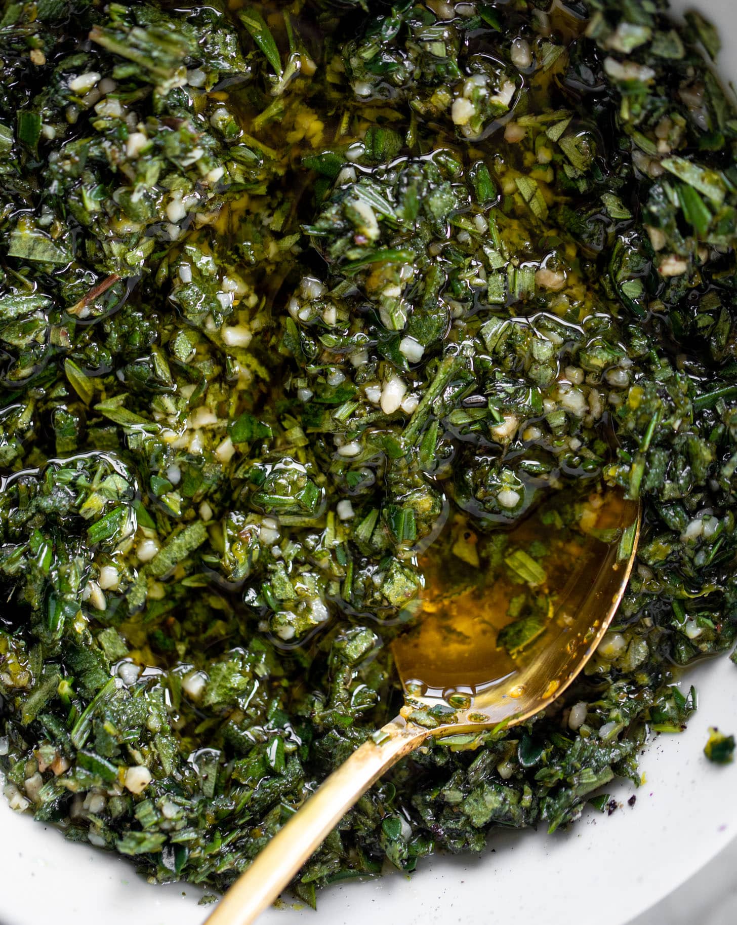 olive oil, garlic and herbs