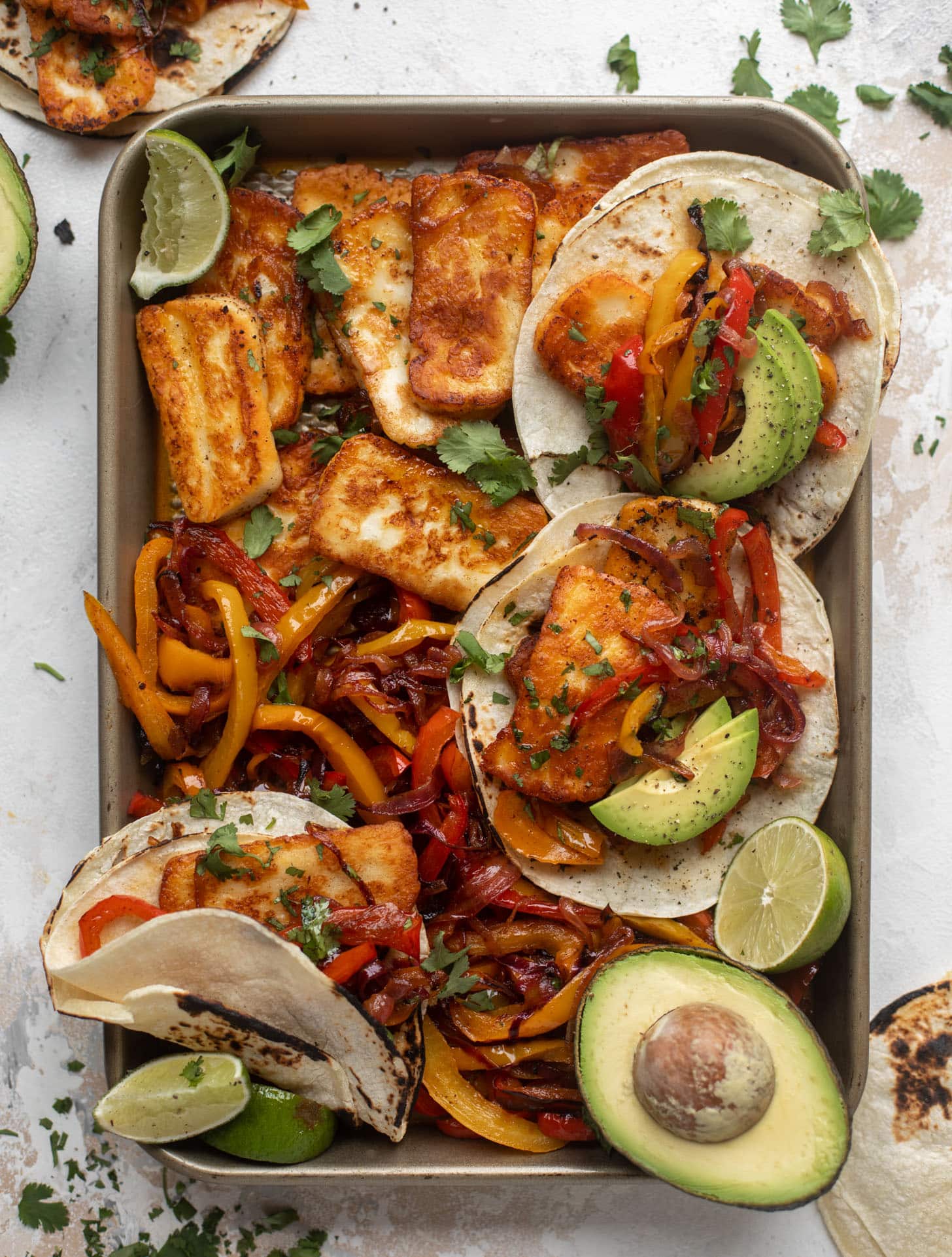 crispy halloumi fajitas