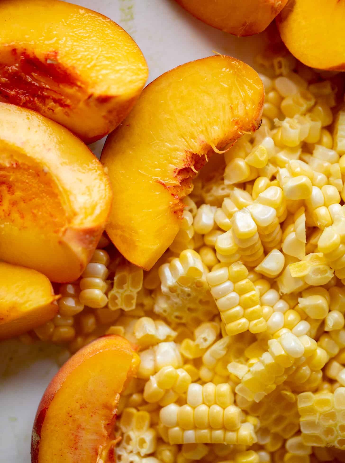 corn and peaches