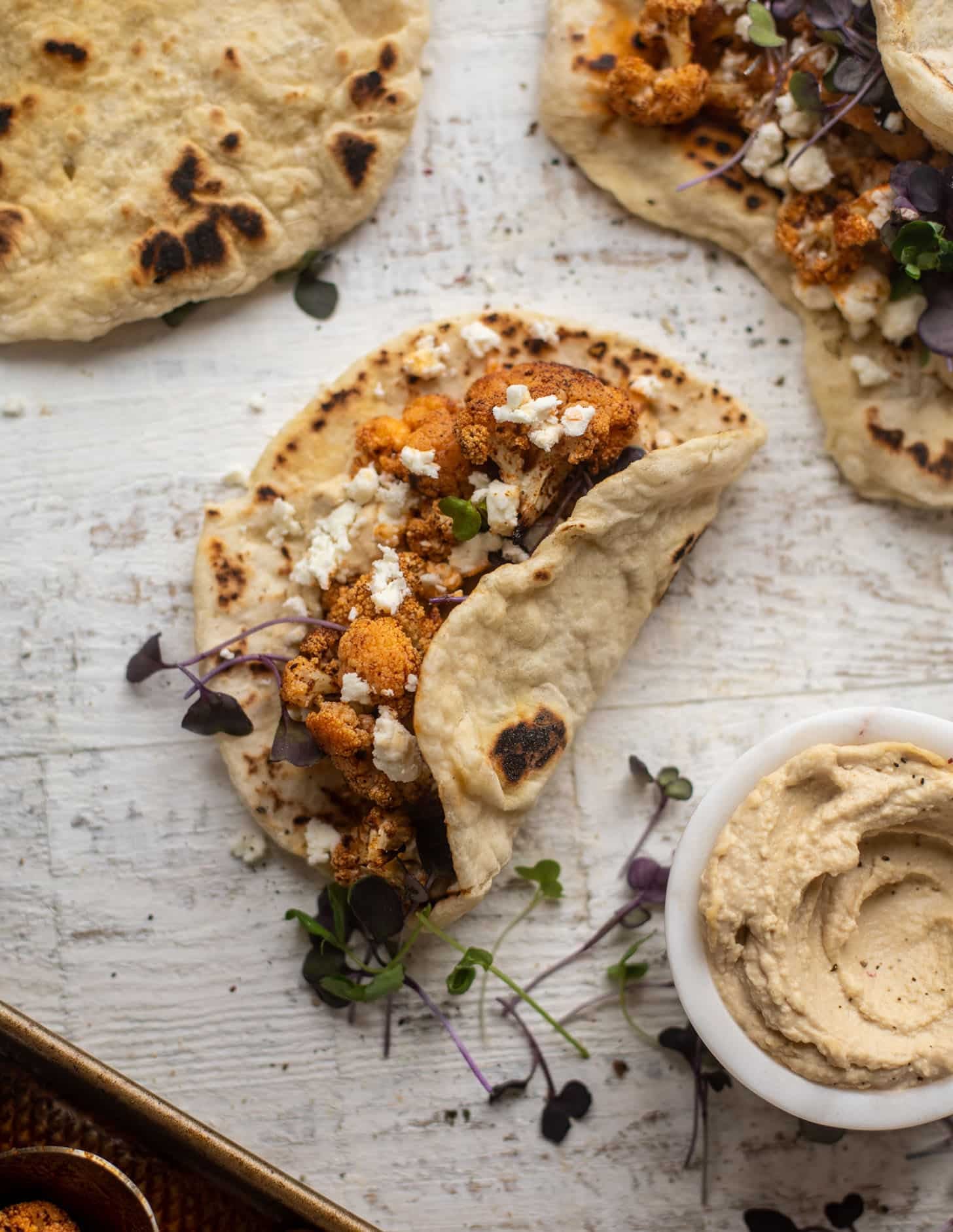 chipotle roasted cauliflower pitas