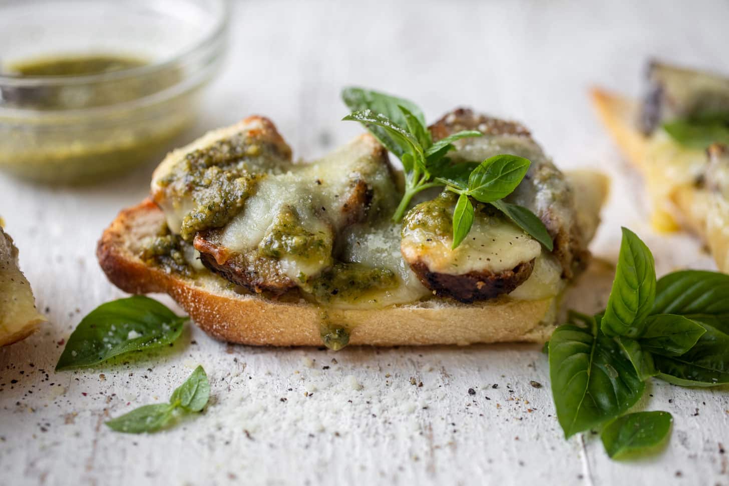 pesto meatball melts