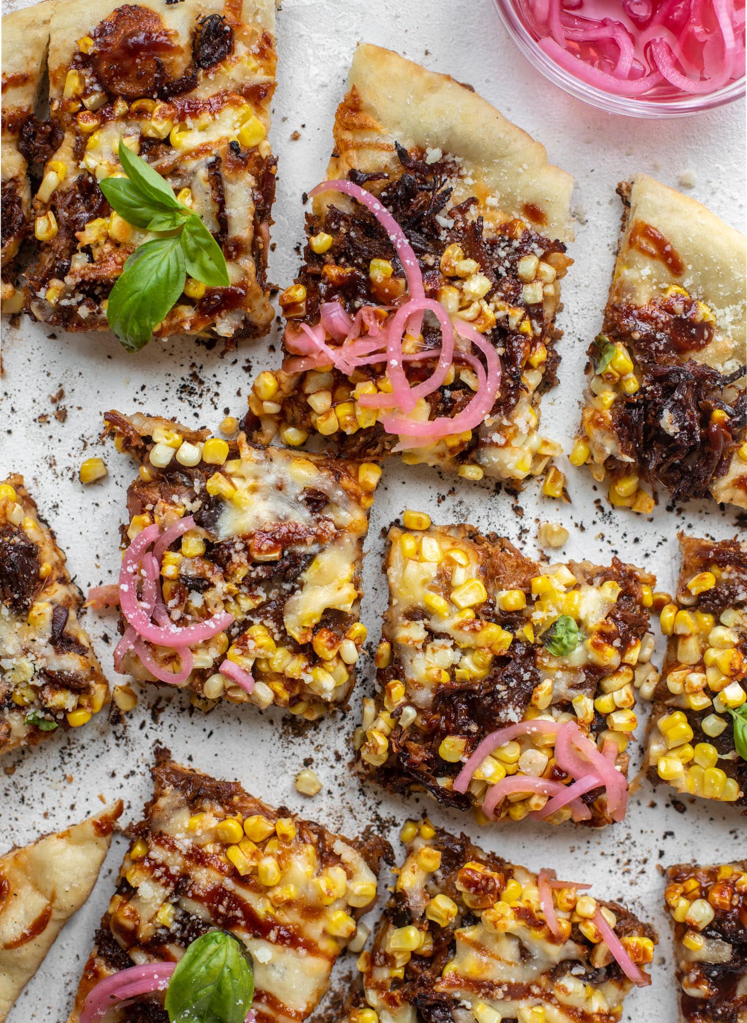 BBQ pulled pork & sweet corn pizza