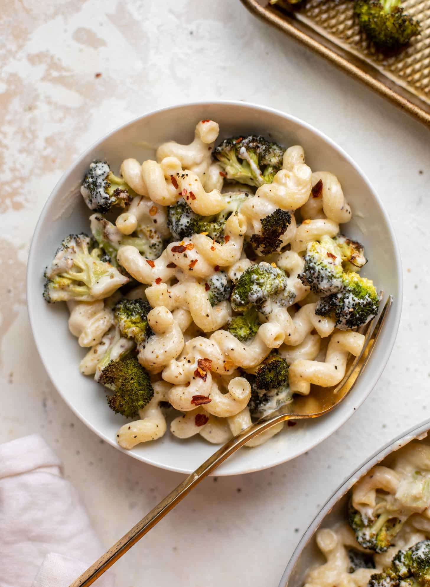 skillet ricotta pasta with roasted broccoli
