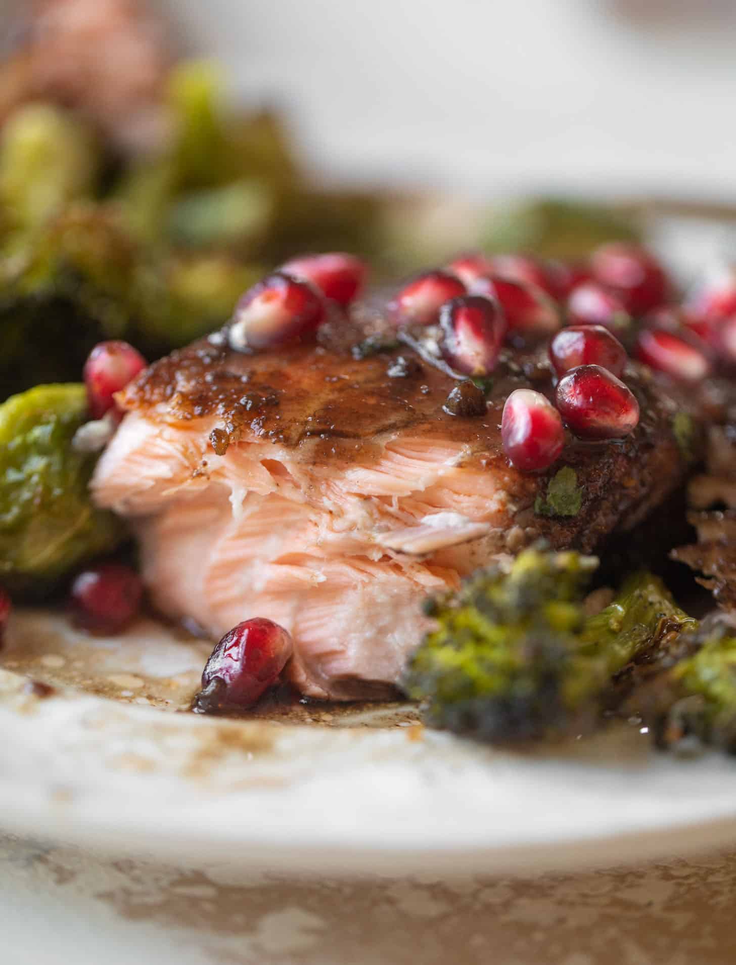 sticky pomegranate salmon