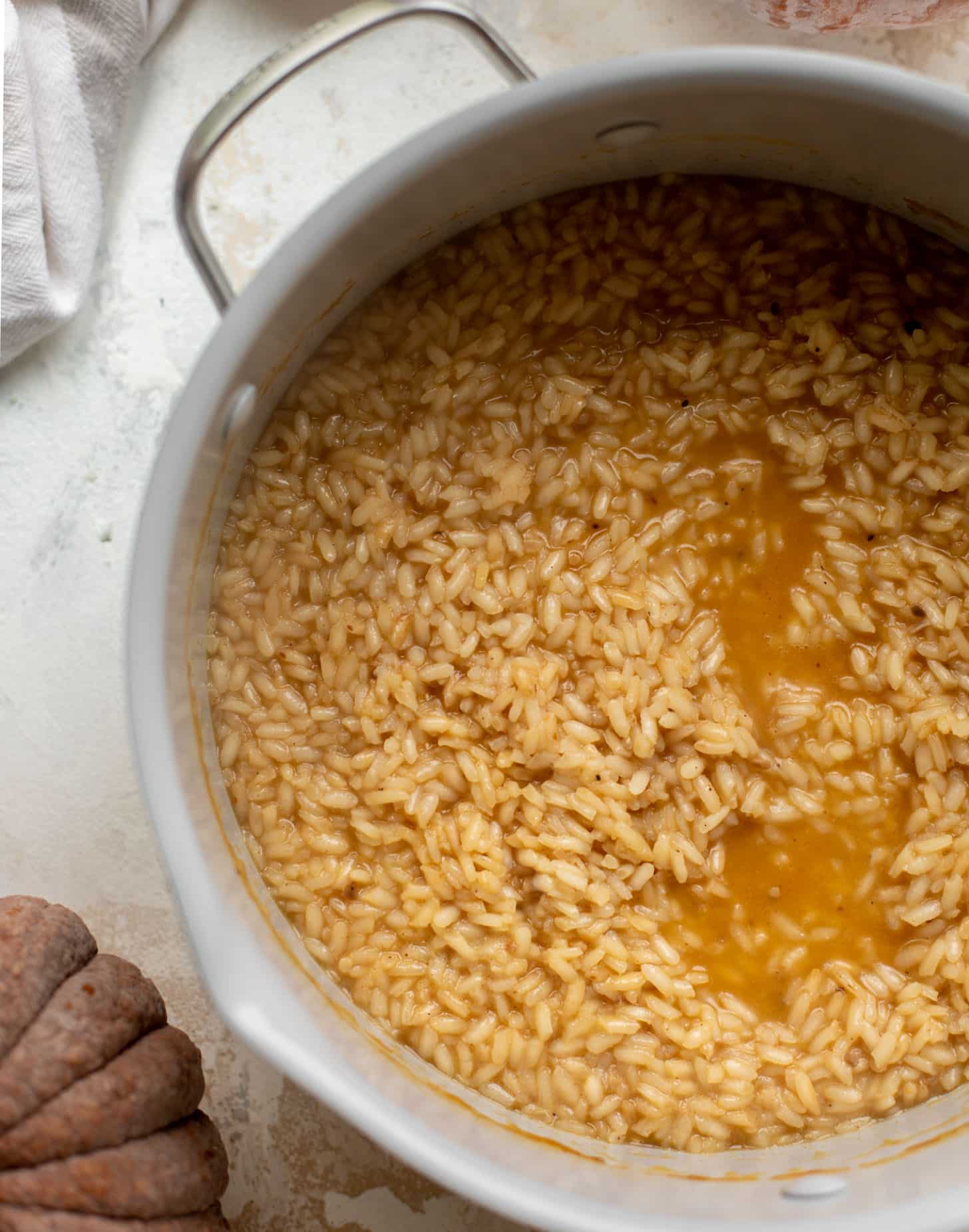 the start of pumpkin risotto