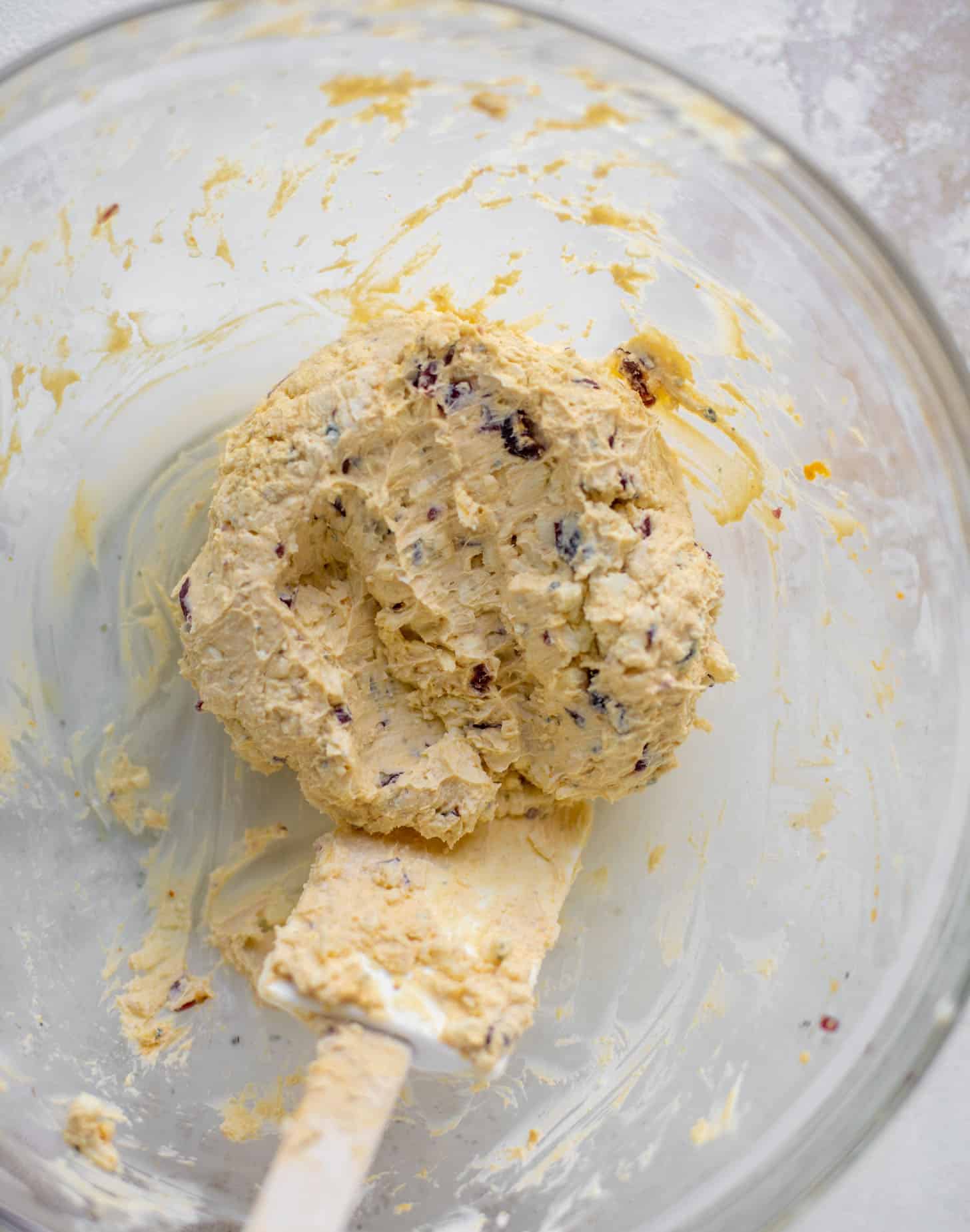 pumpkin cranberry cheeseball before rolling