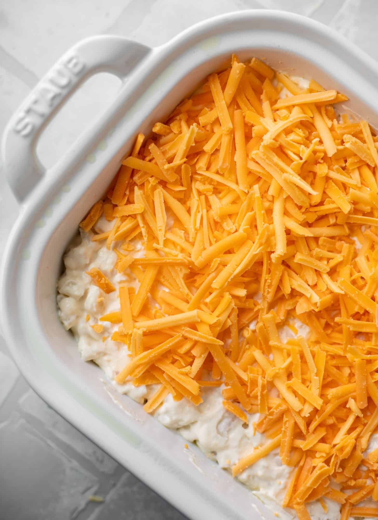 cheddar on top of potatoes