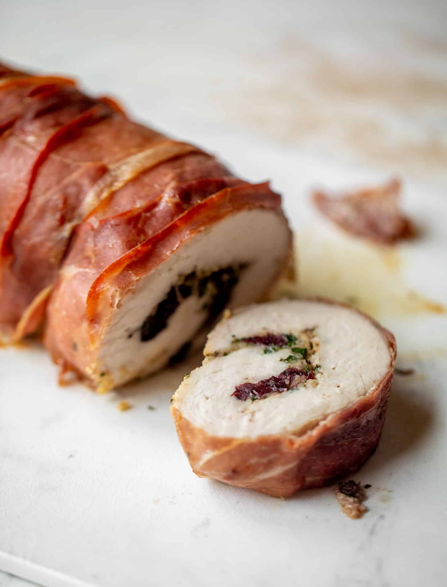 prosciutto wrapped stuffed turkey breast