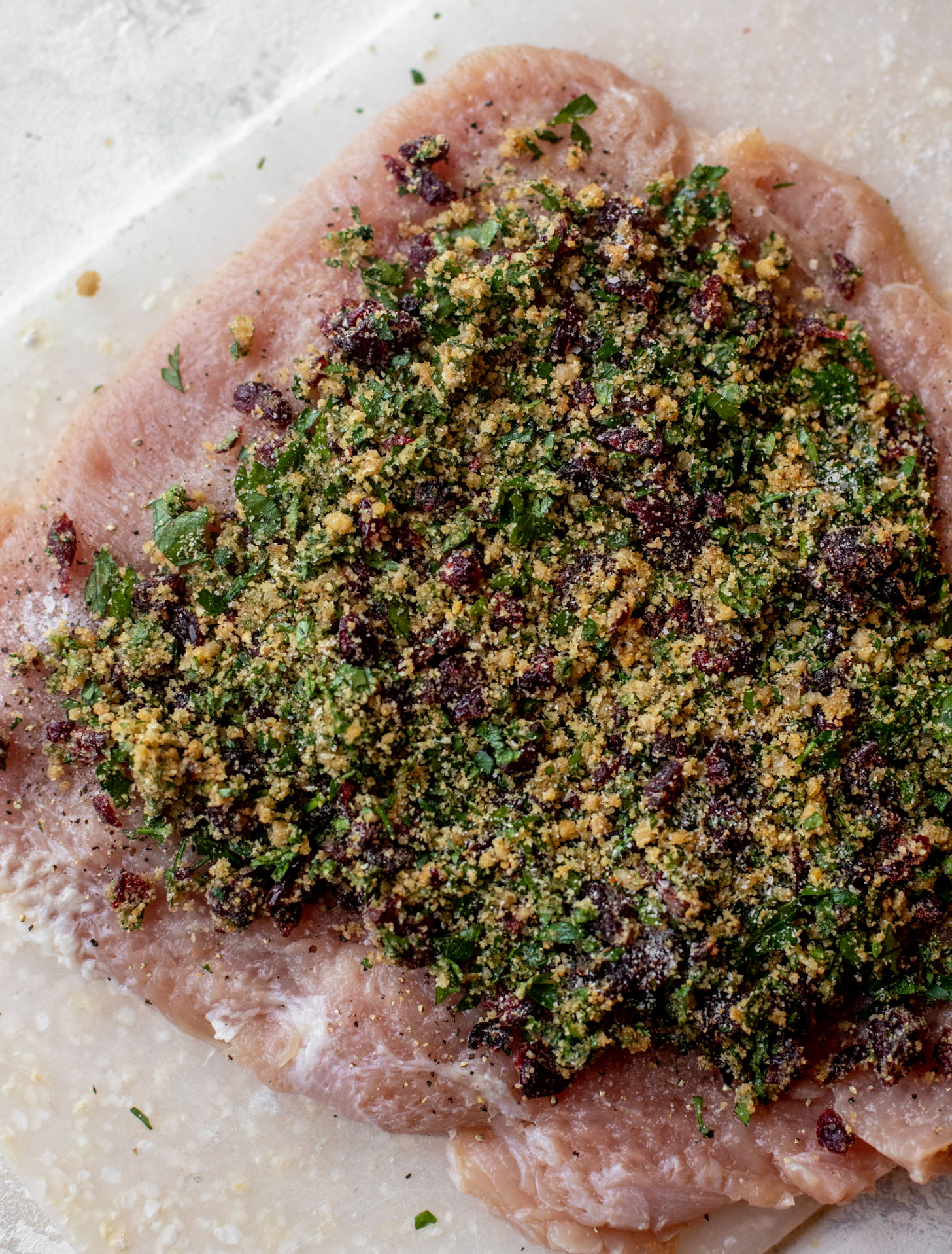 stuffing on turkey breast