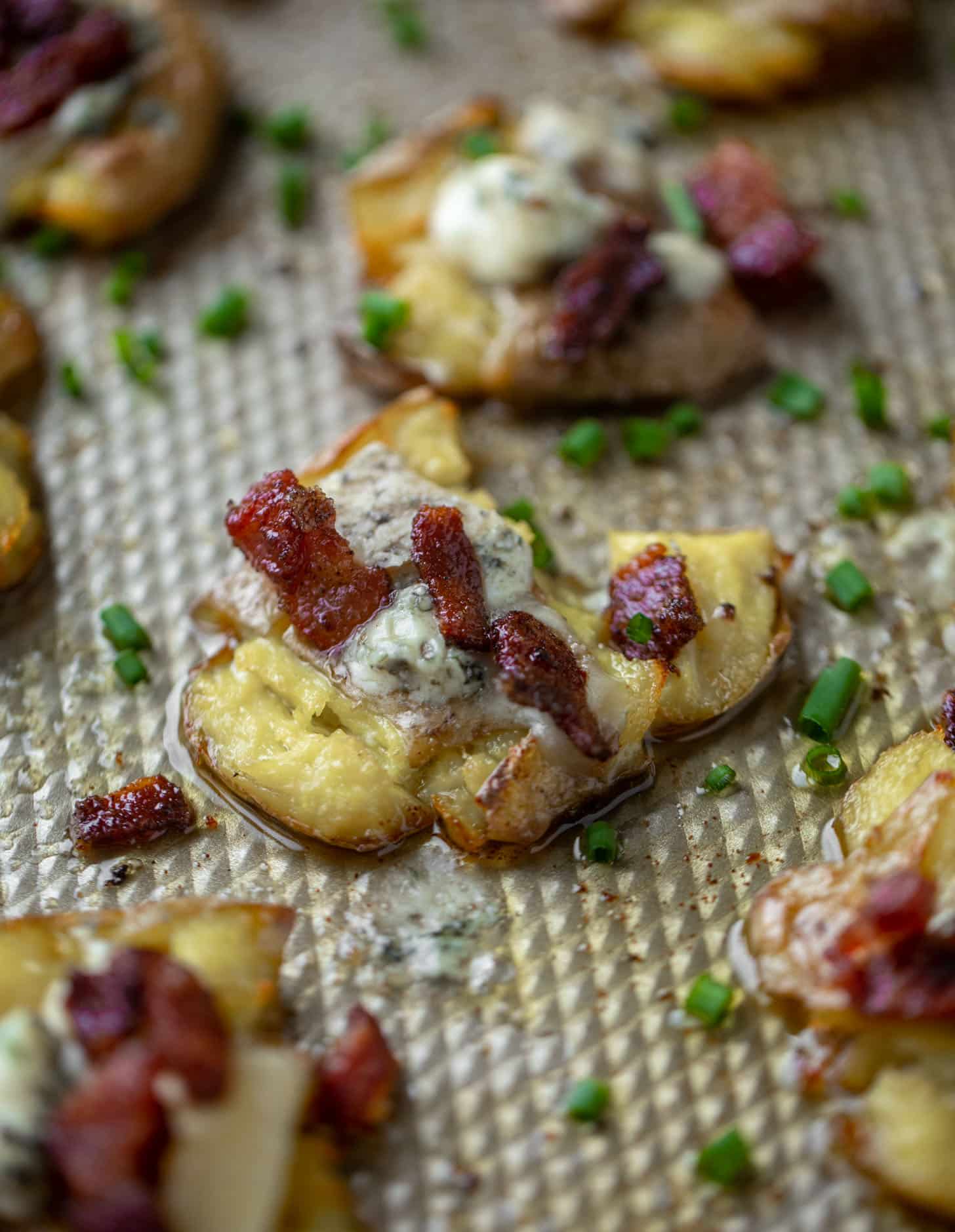 chipotle bacon blue cheese smashed potatoes