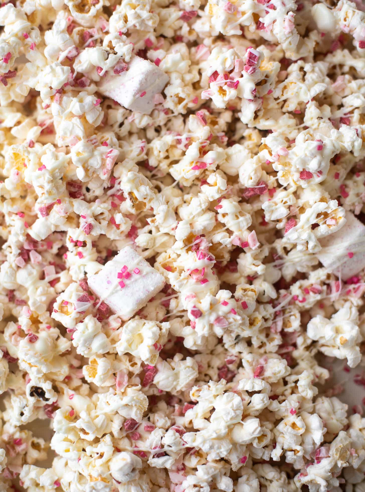 pink peppermint white chocolate popcorn