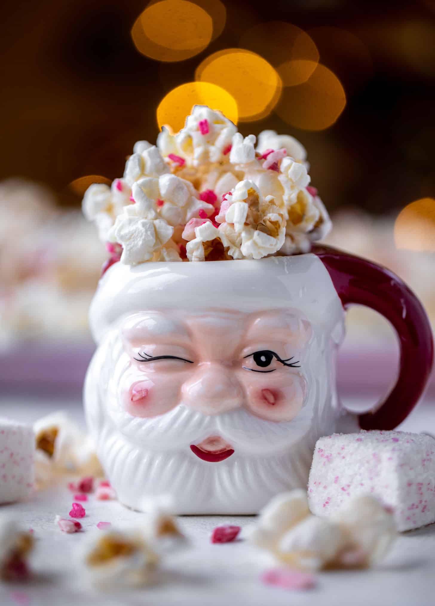 pink peppermint white chocolate popcorn