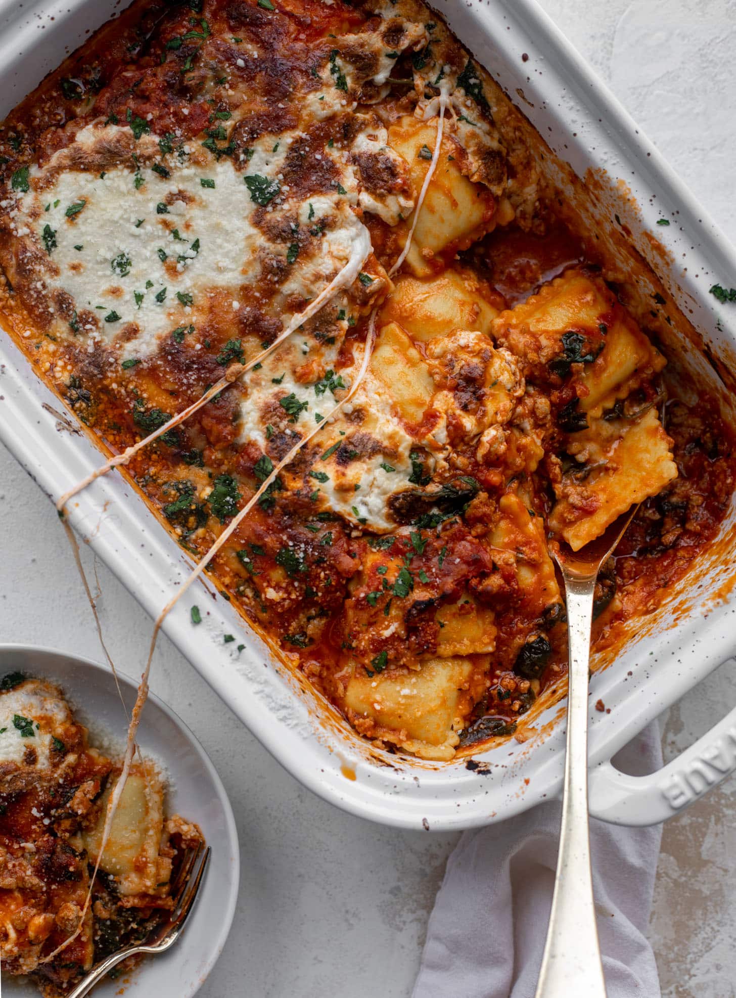 baked ravioli with spinach