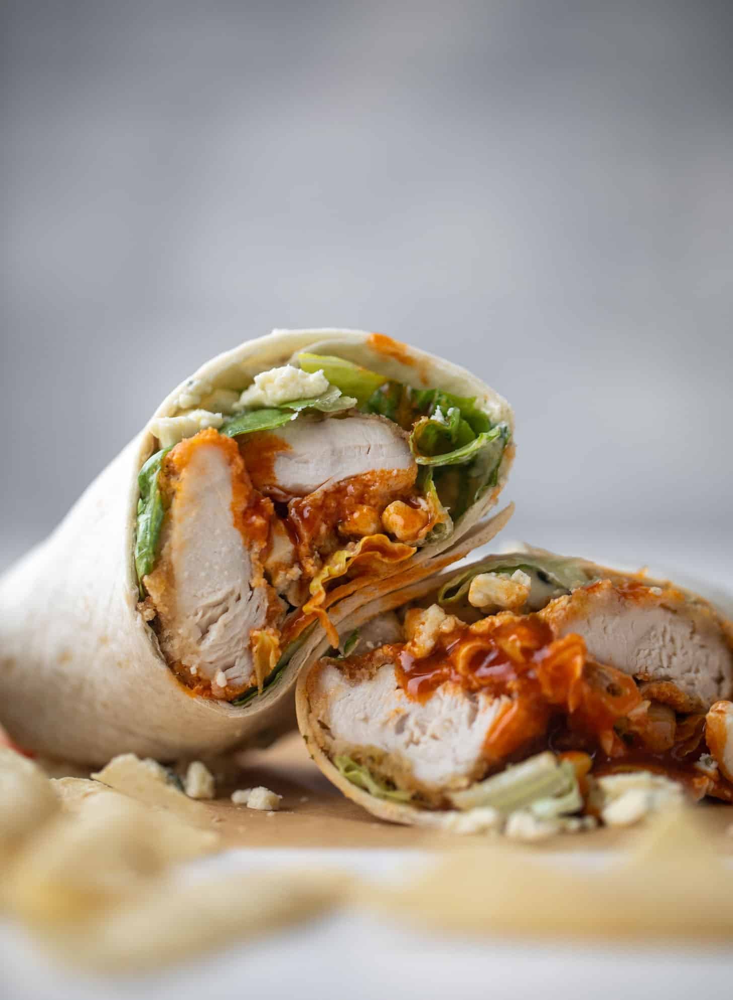 hot honey buffalo chicken wraps