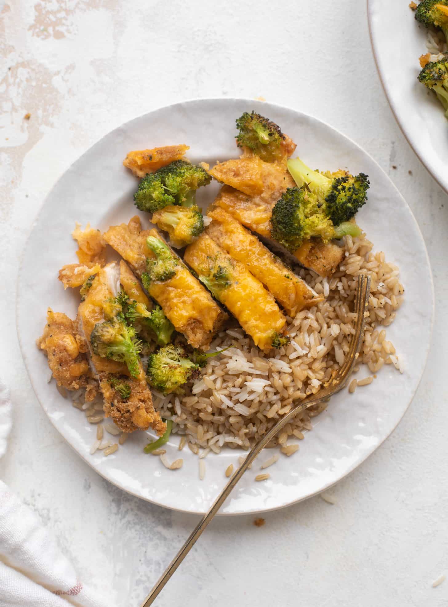 crispy broccoli cheddar melt chicken with rice