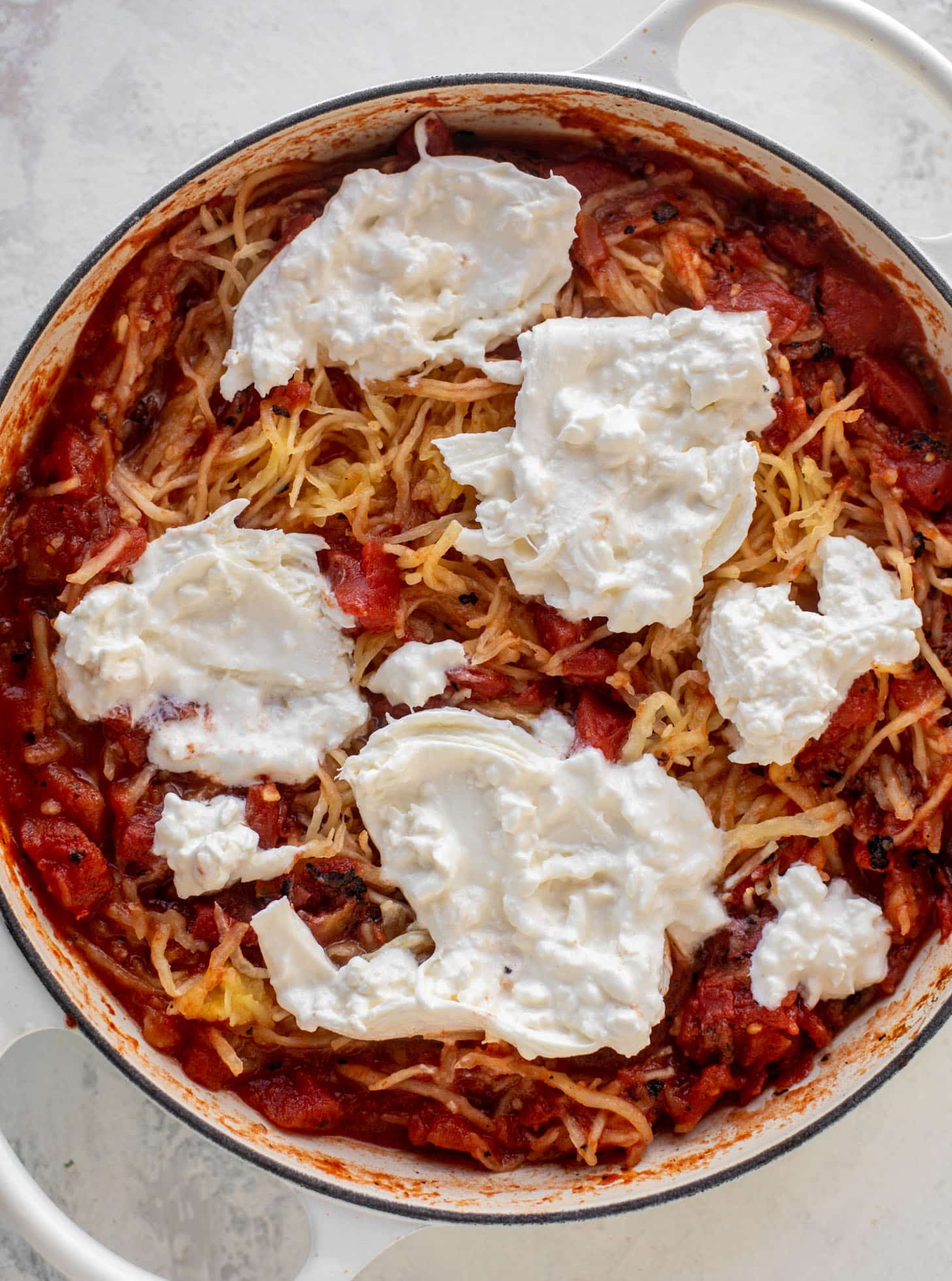 fire roasted baked spaghetti squash ready for the oven