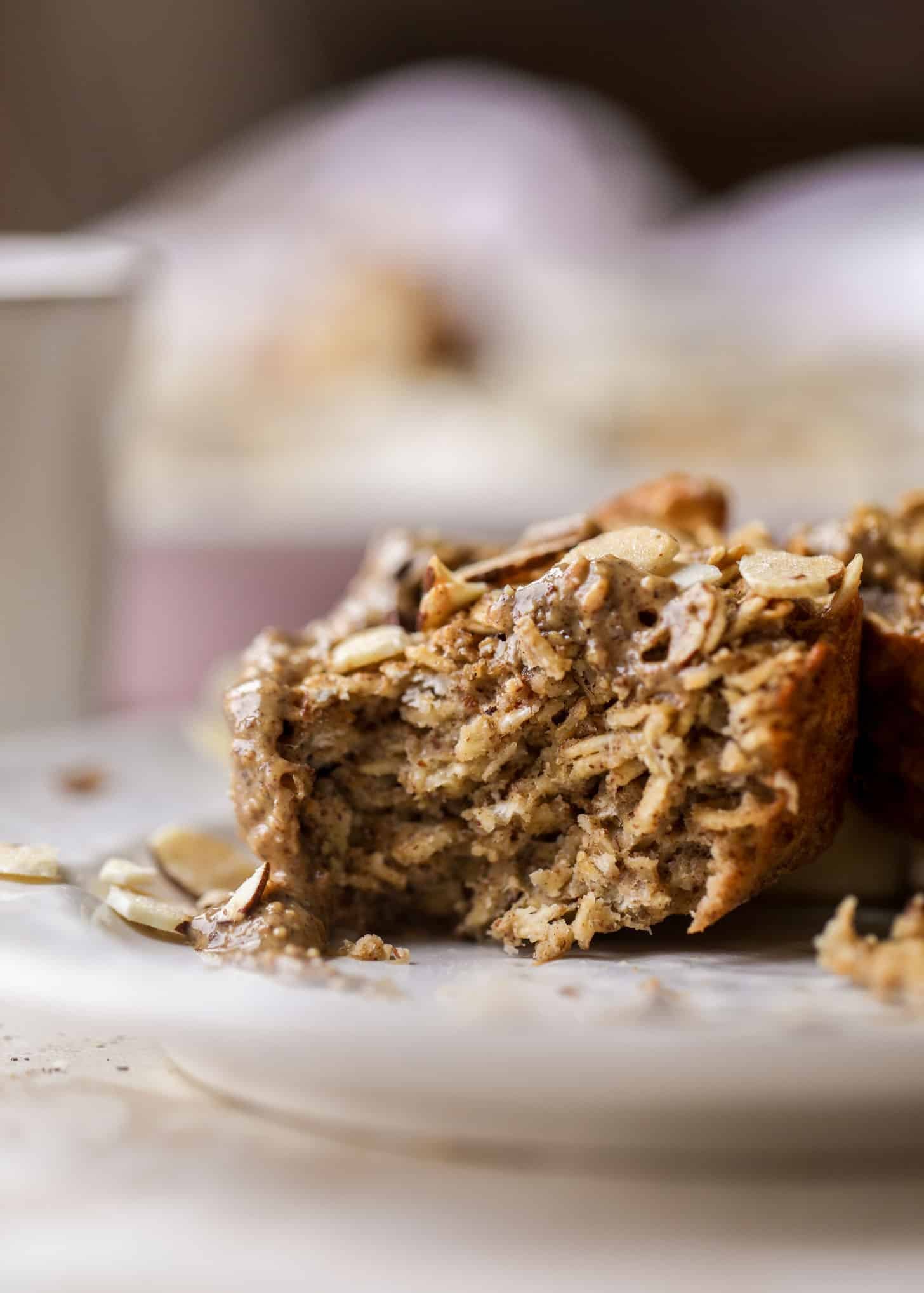 almond butter banana baked oatmeal cups