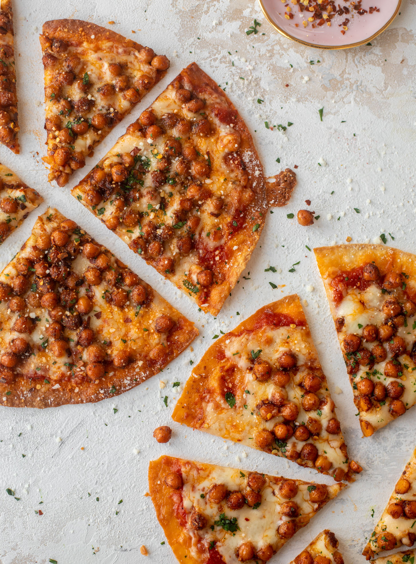 tortilla pizzas with pepperoni chickpeas