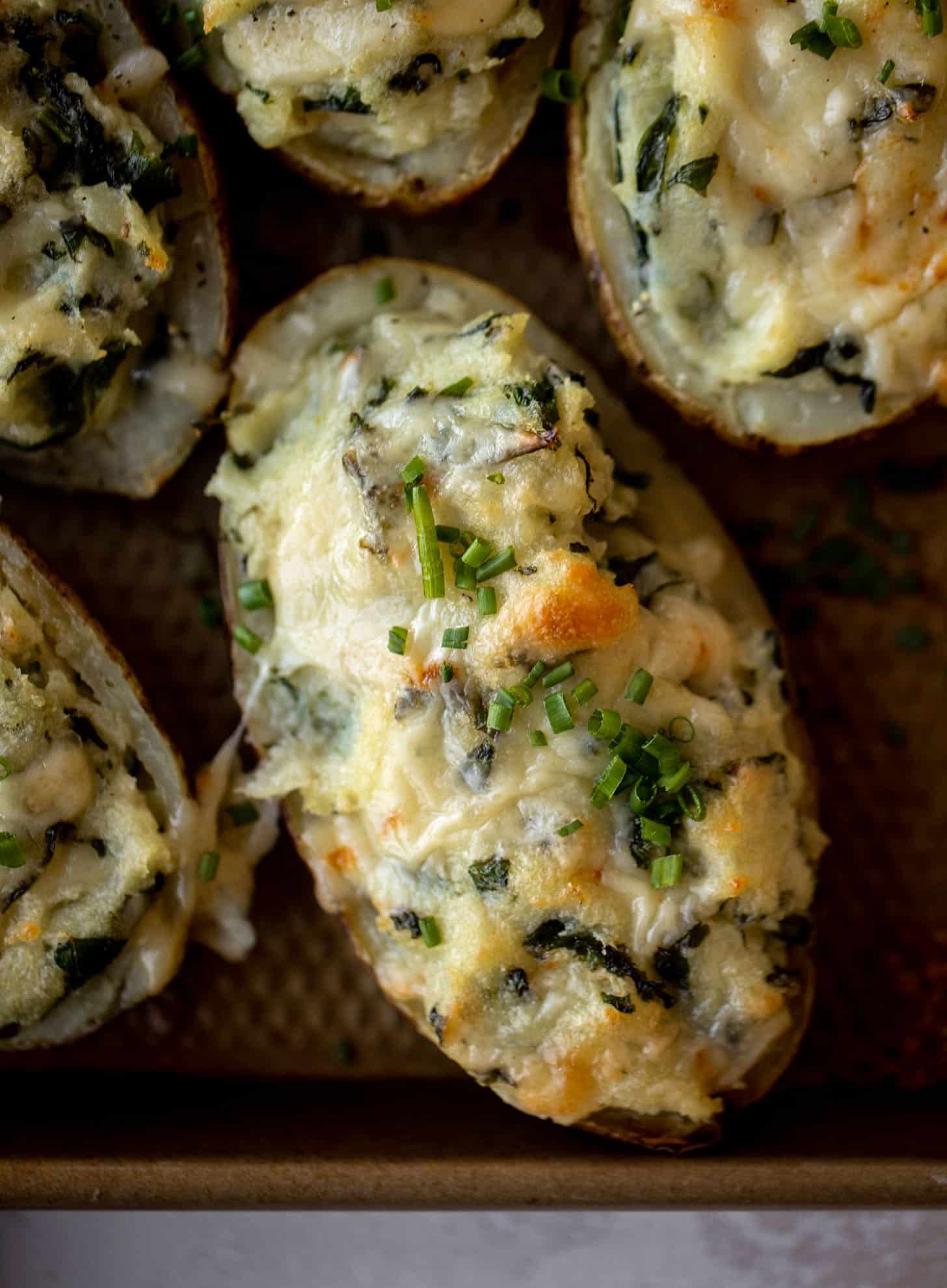 kale and smoked cheddar twice baked potatoes
