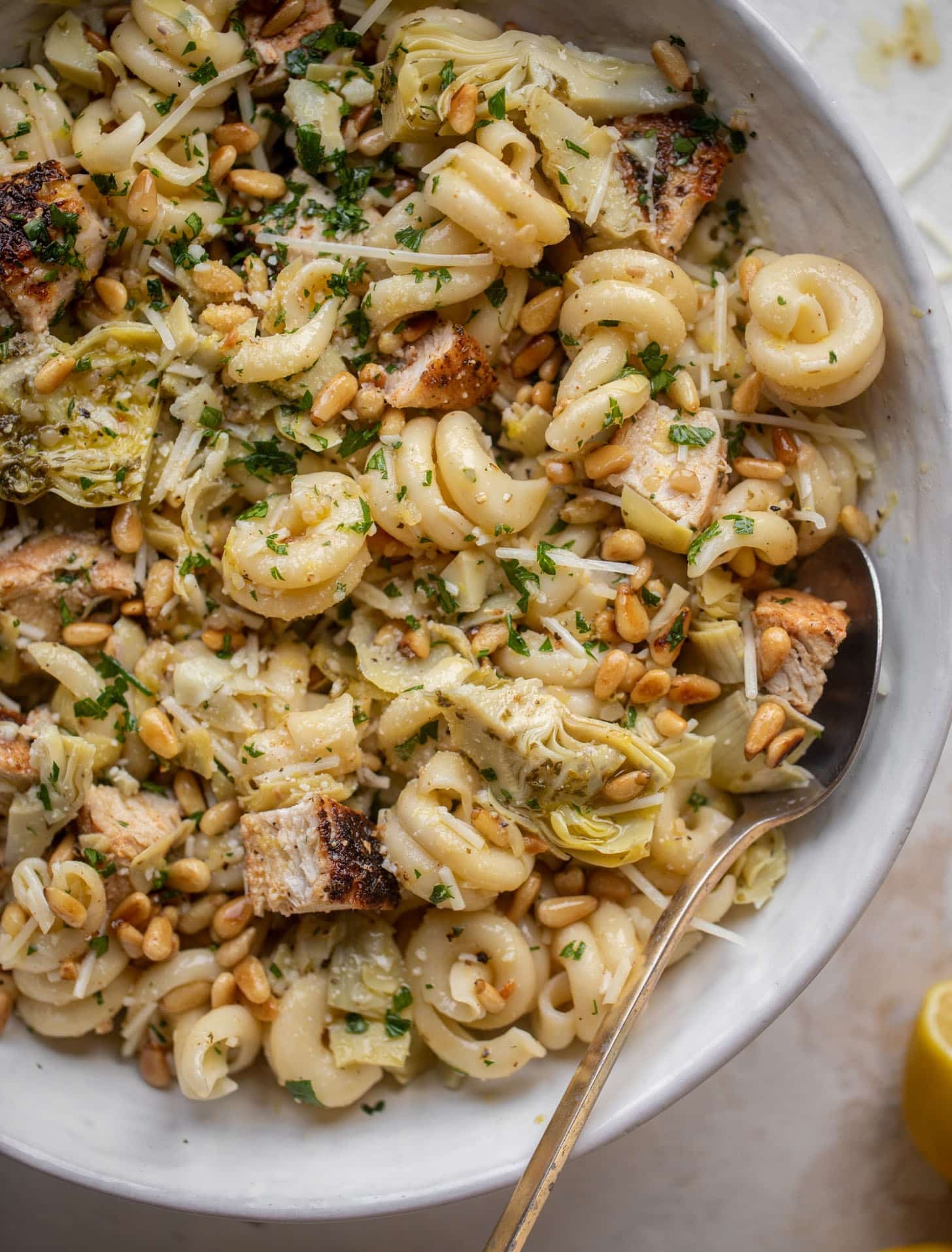 lemon chicken artichoke pasta salad