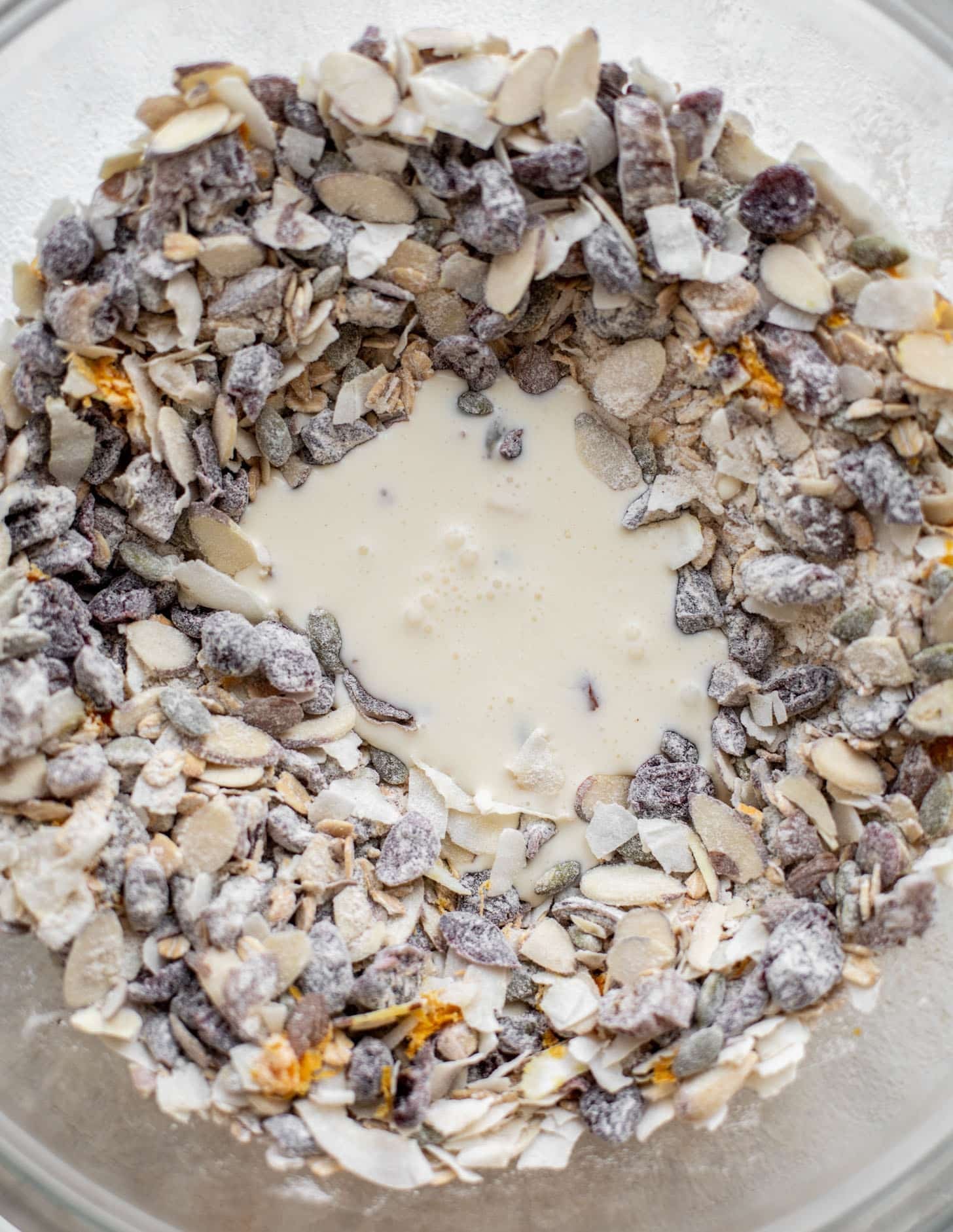 granola scone ingredients with cream