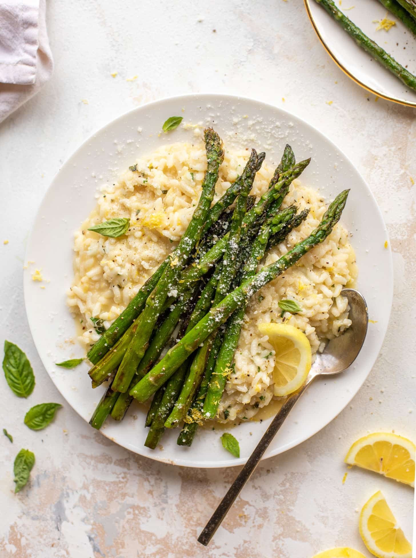 asiago lemon risotto with grilled asparagus