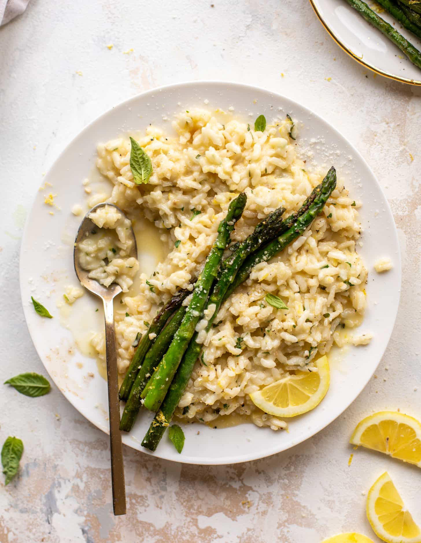 asiago lemon risotto with grilled asparagus