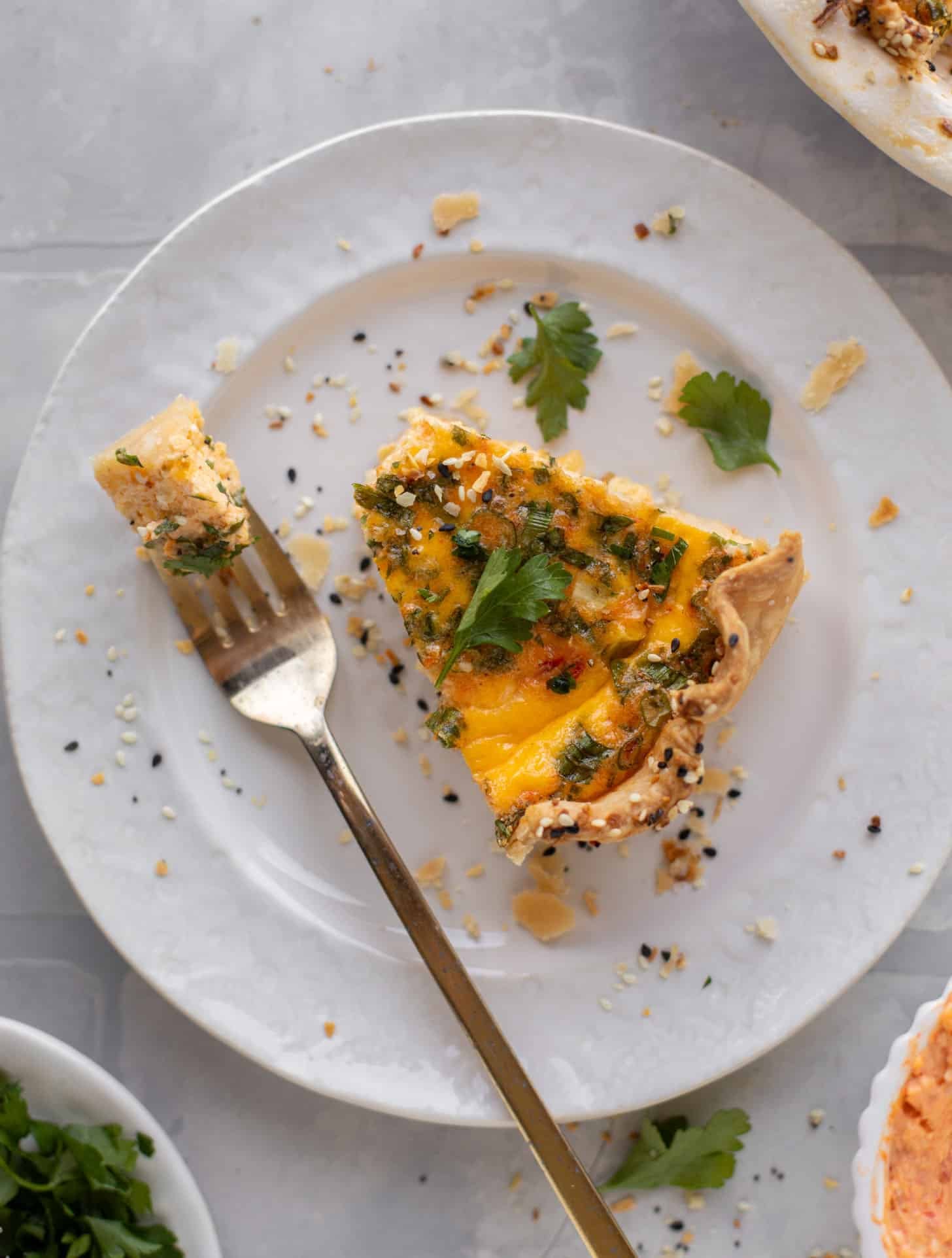 pimento cheese quiche with everything seasoning