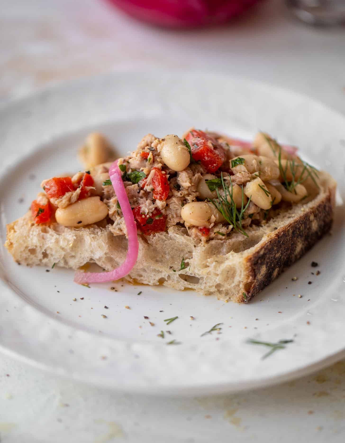 herby white bean tuna salad on sourdough