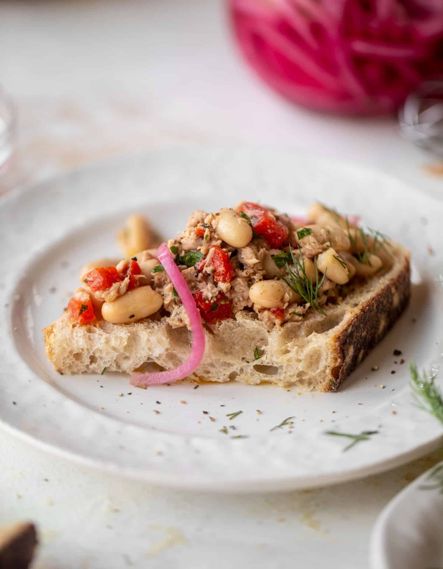 herby white bean tuna salad on toast