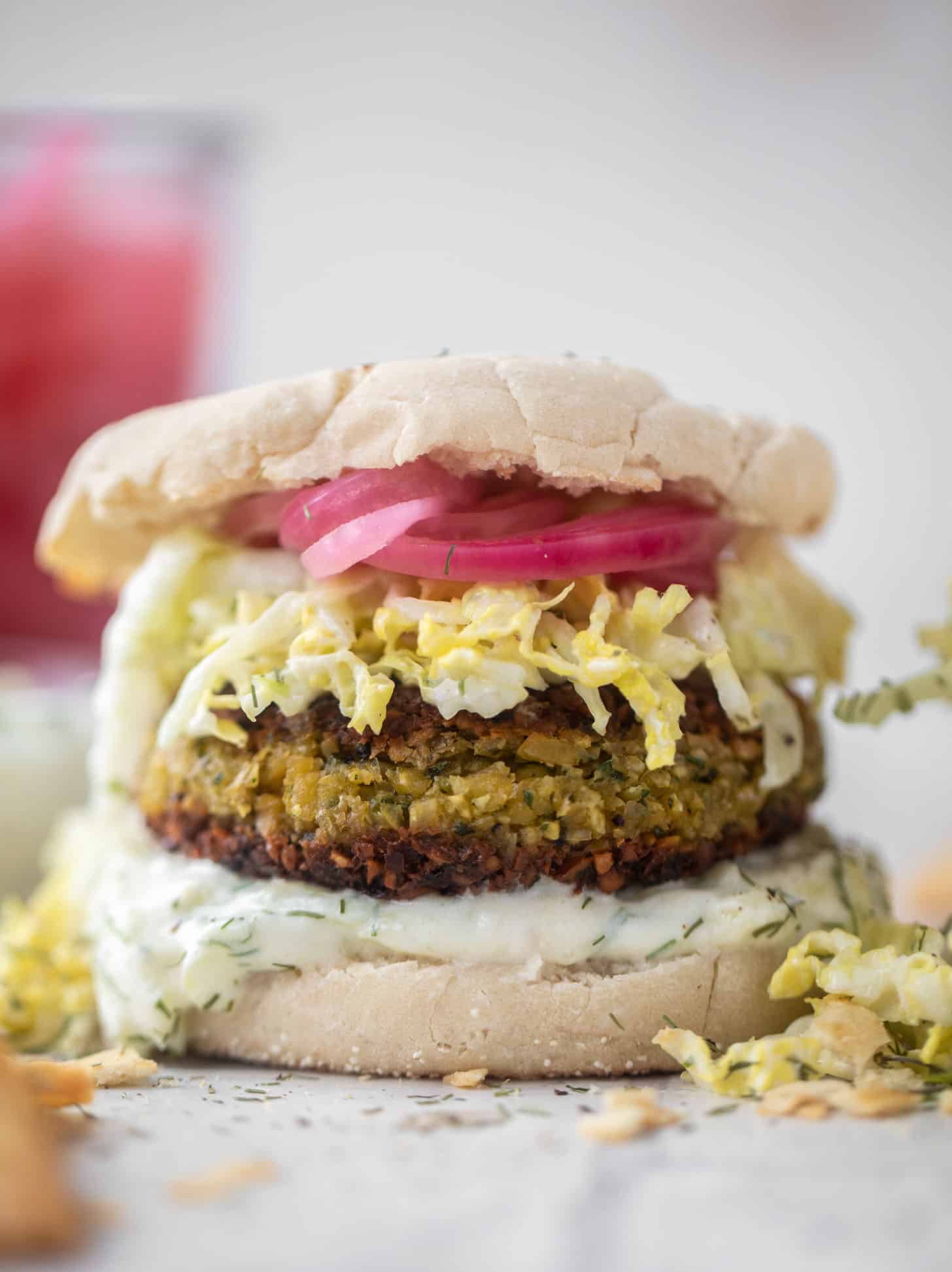 falafel burgers with tzatziki slaw