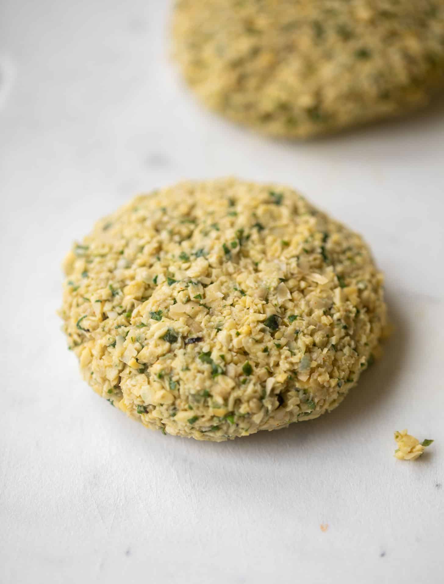 falafel burgers ready to cook