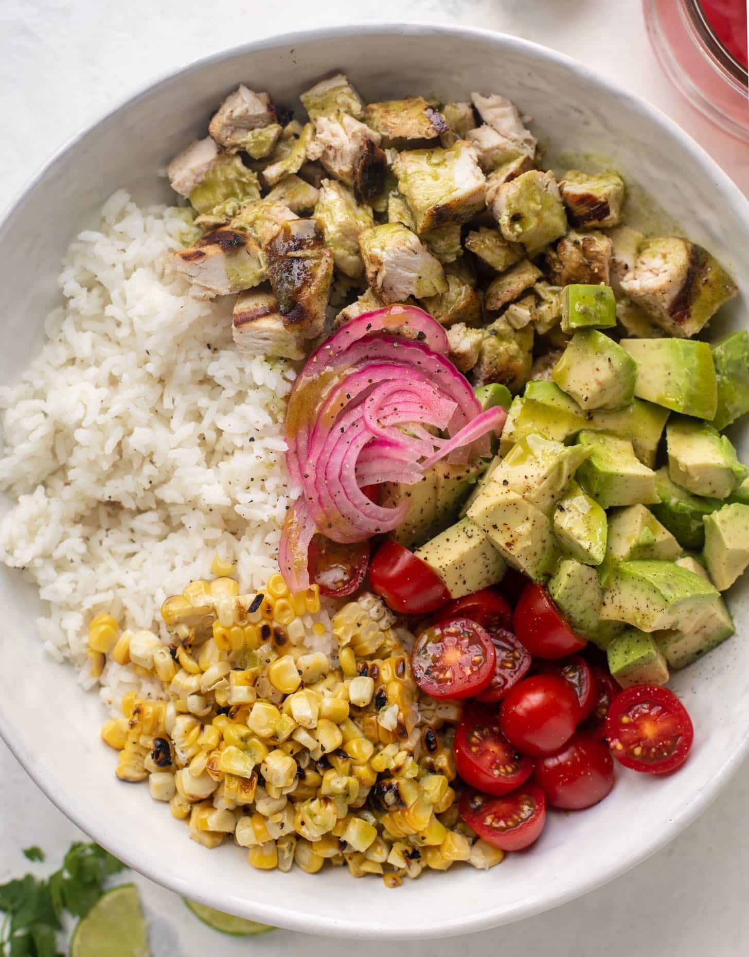 grilled chicken summer rice bowls