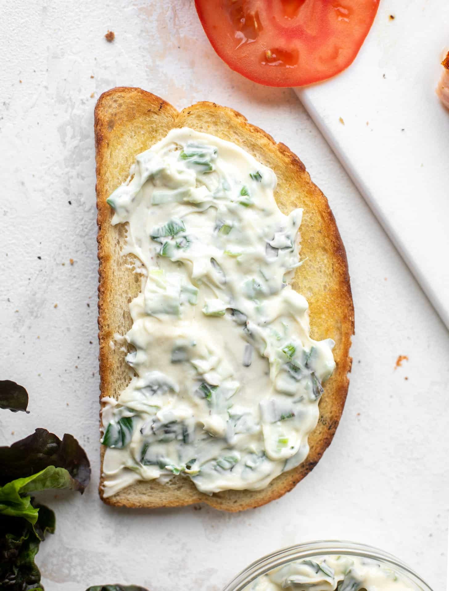 sourdough with scallion mayo