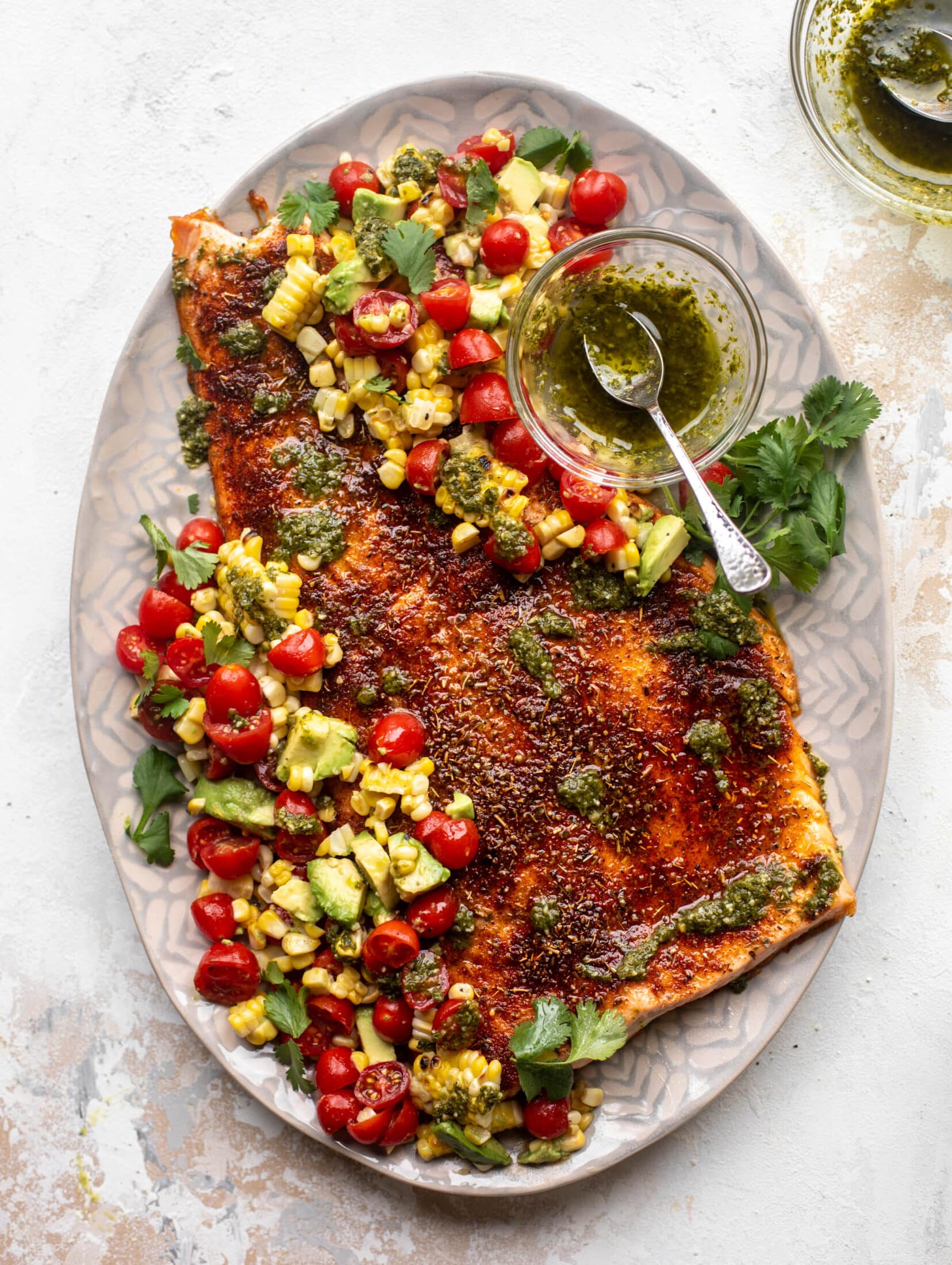 grilled summer salmon with chimichurri