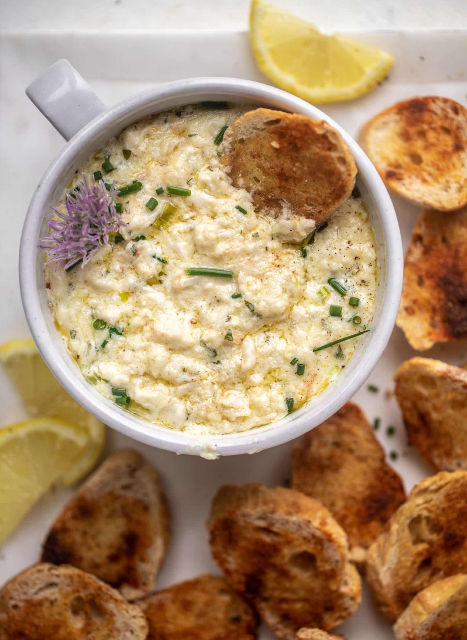 hot crab dip with old bay crostini