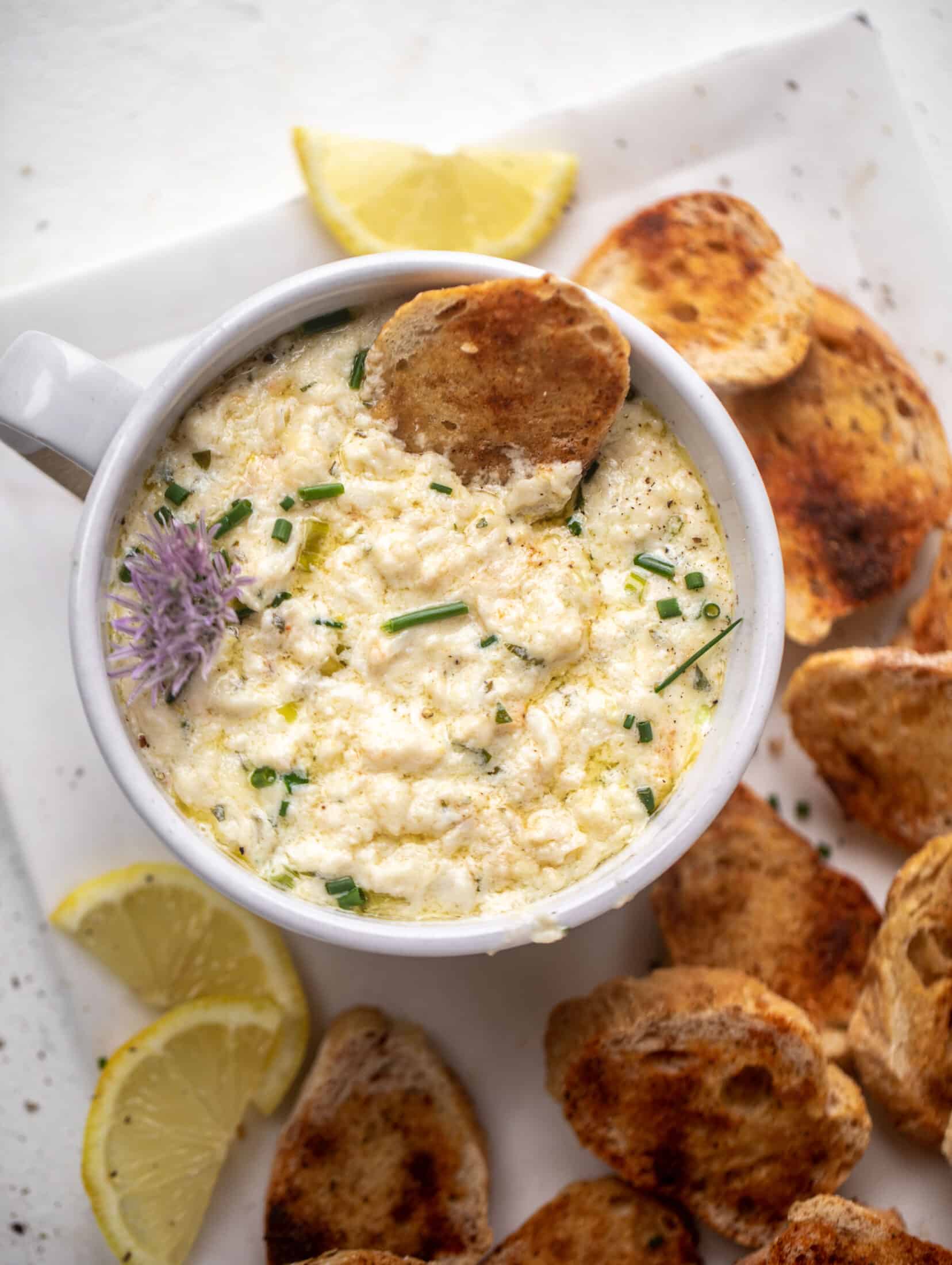 hot crab dip with old bay crostini