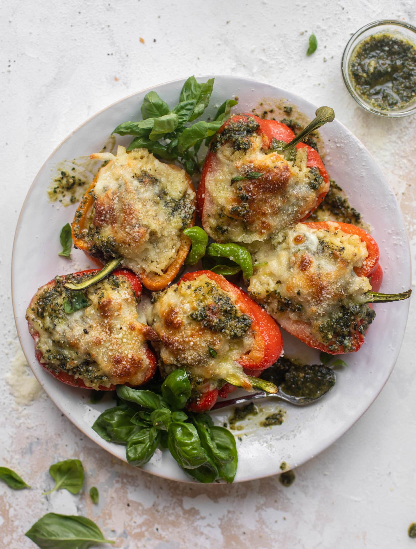 pesto risotto stuffed peppers