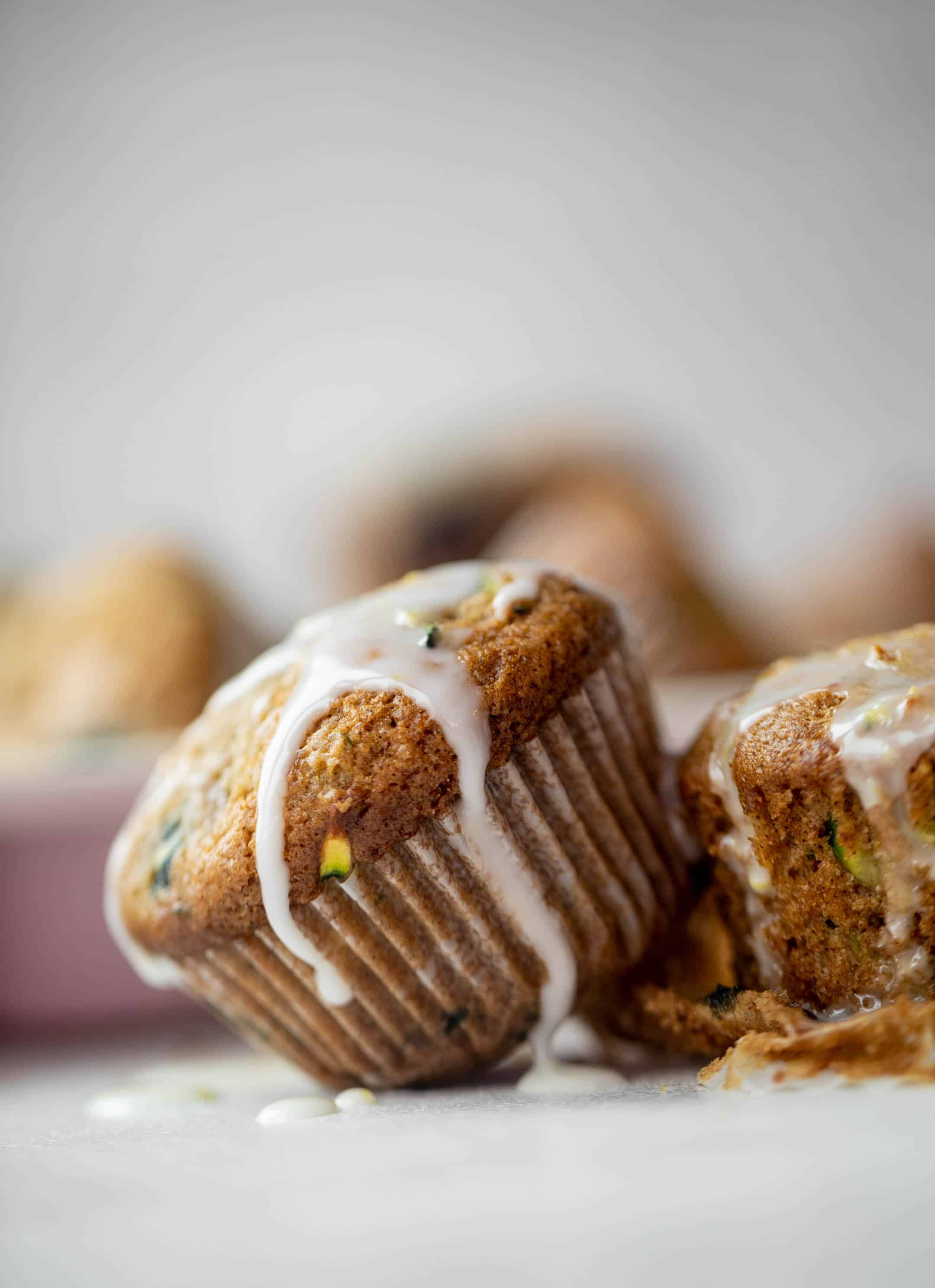 blueberry zucchini muffins with lemon glaze