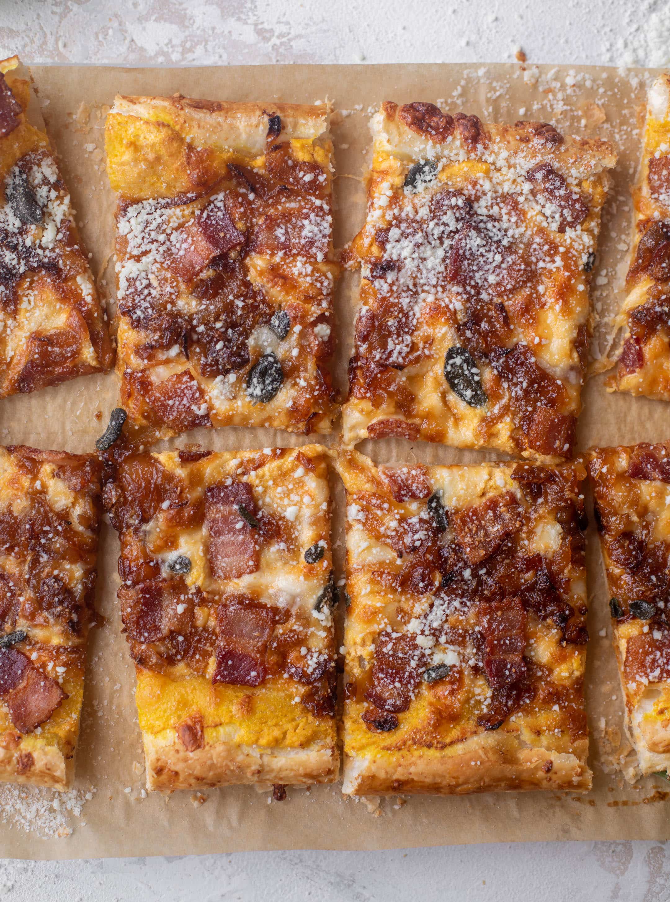 savory pumpkin puff pastry pizza