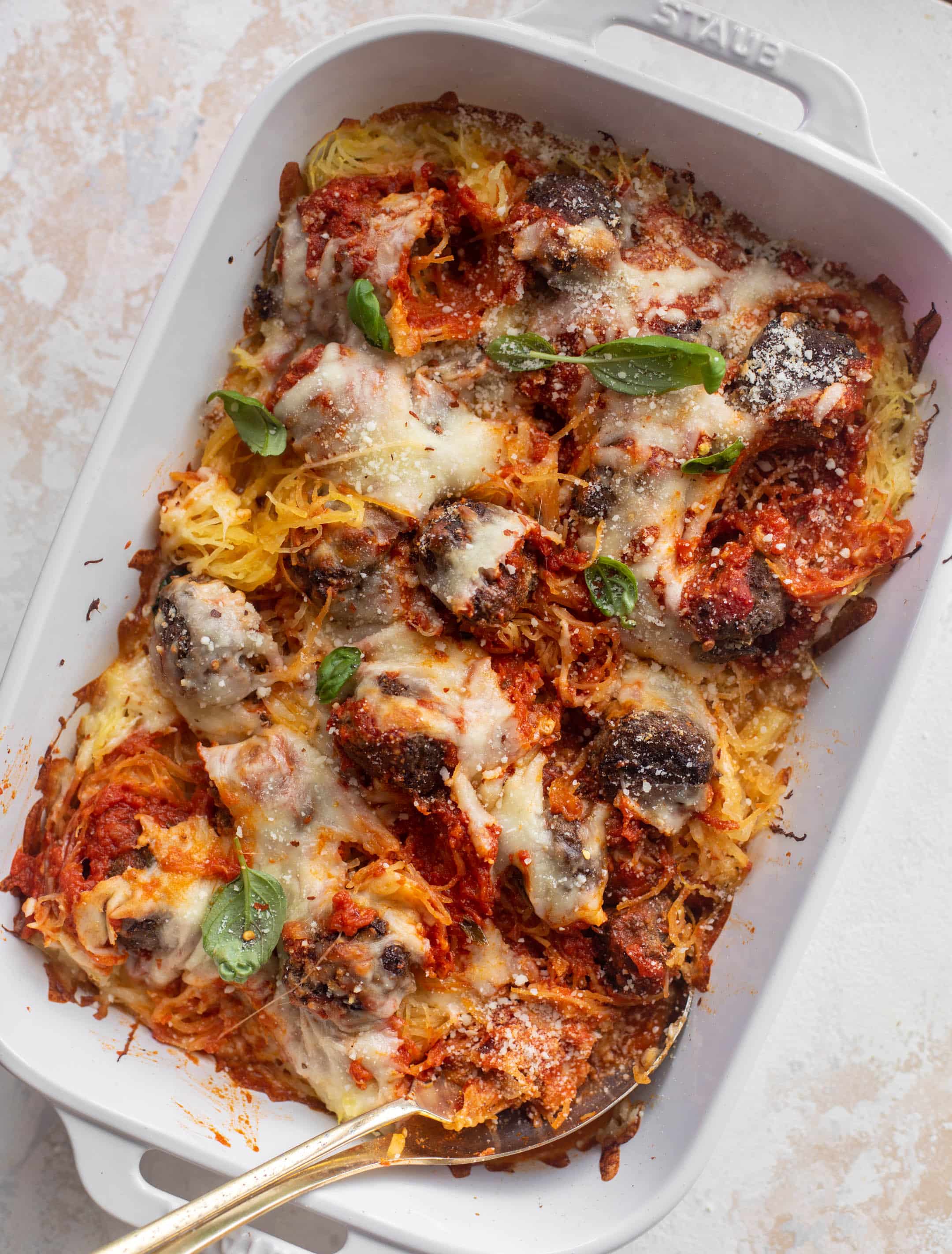 baked spaghetti squash and meatballs
