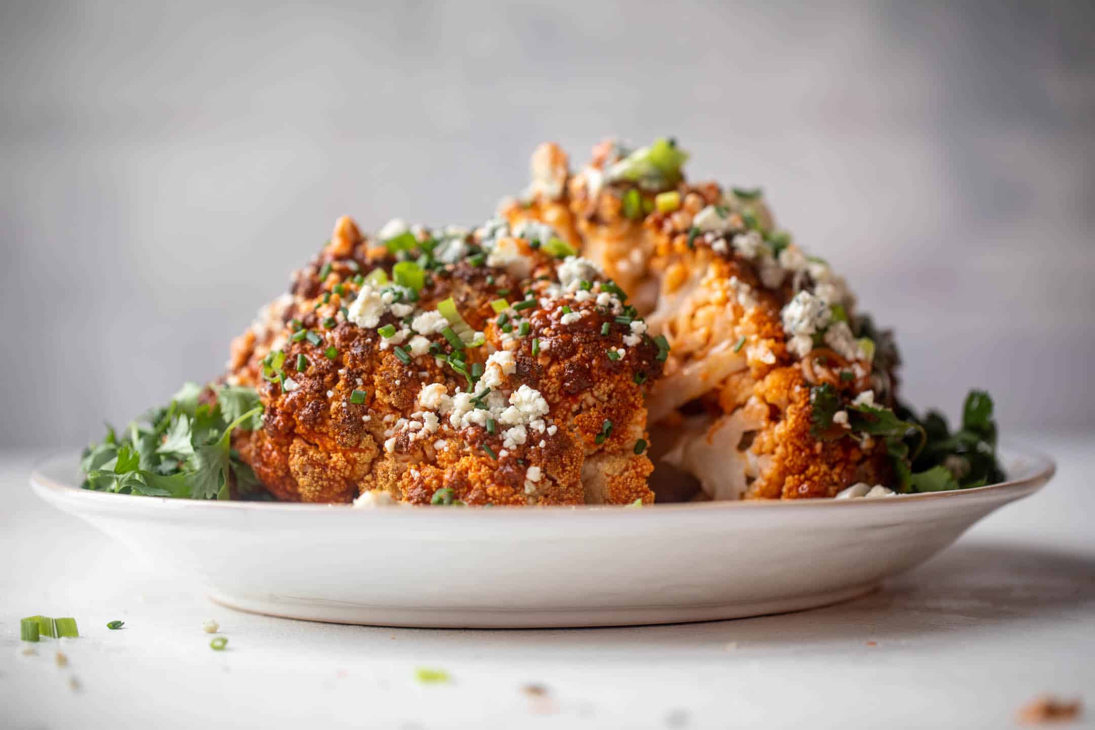 whole roasted buffalo cauliflower