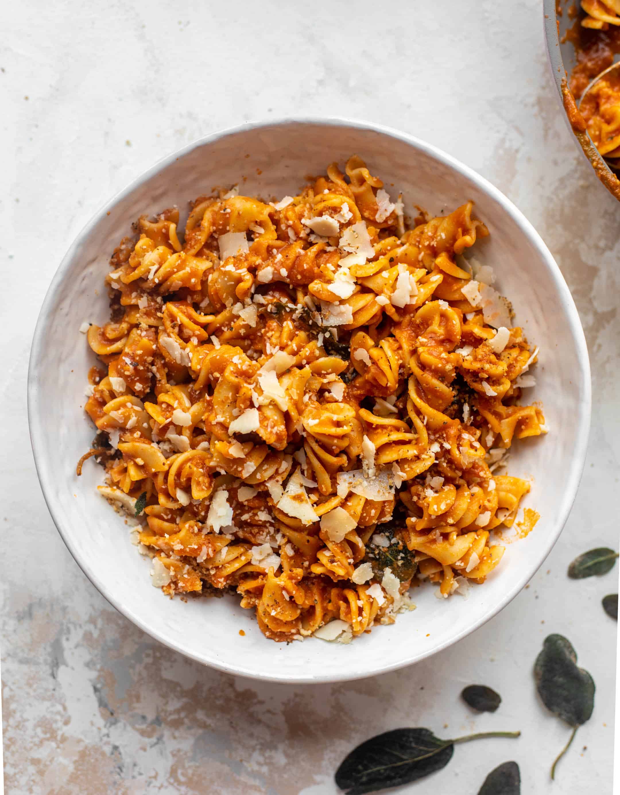 pumpkin vodka pasta with spicy breadcrumbs