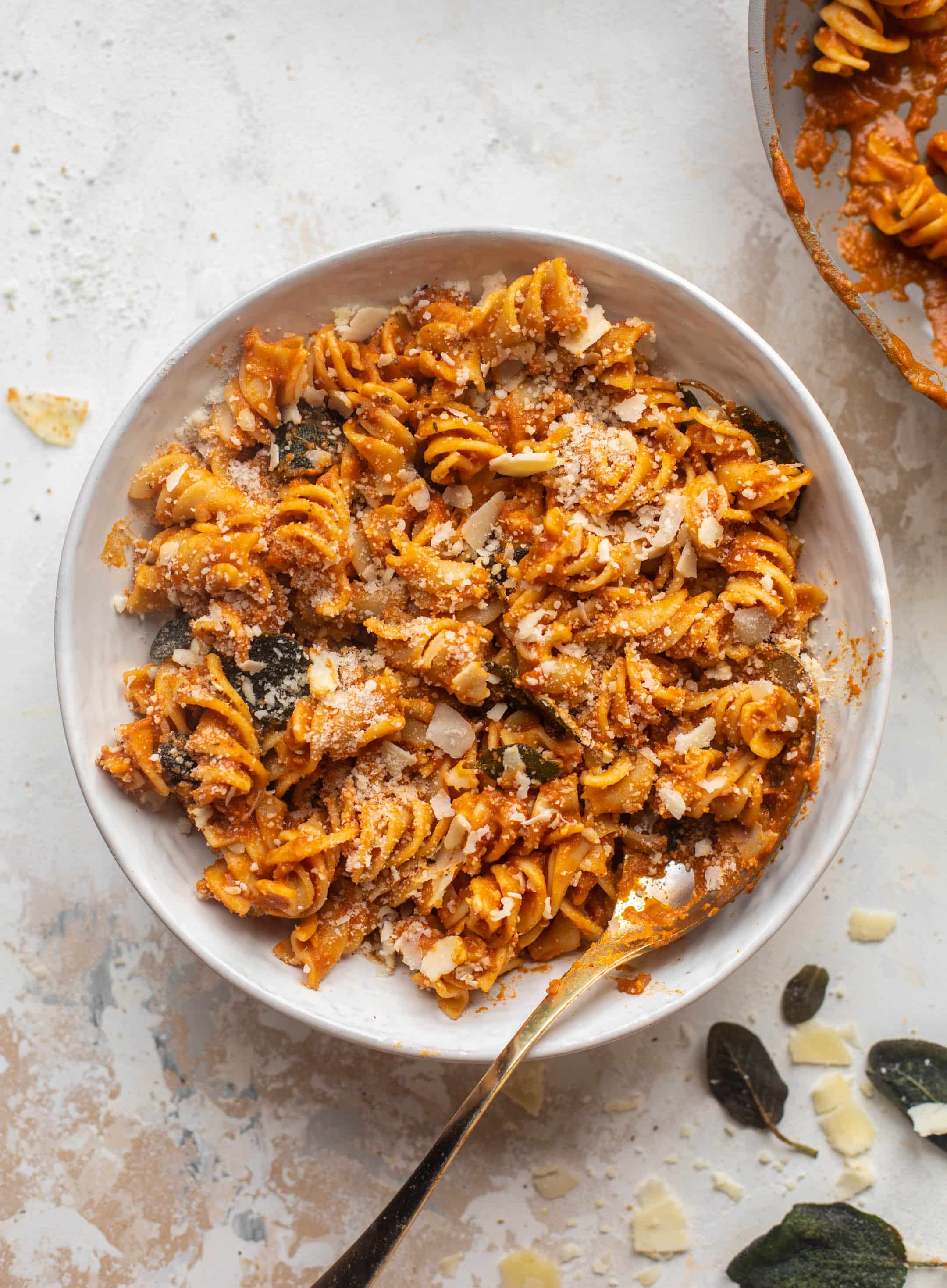 pumpkin vodka pasta with spicy breadcrumbs