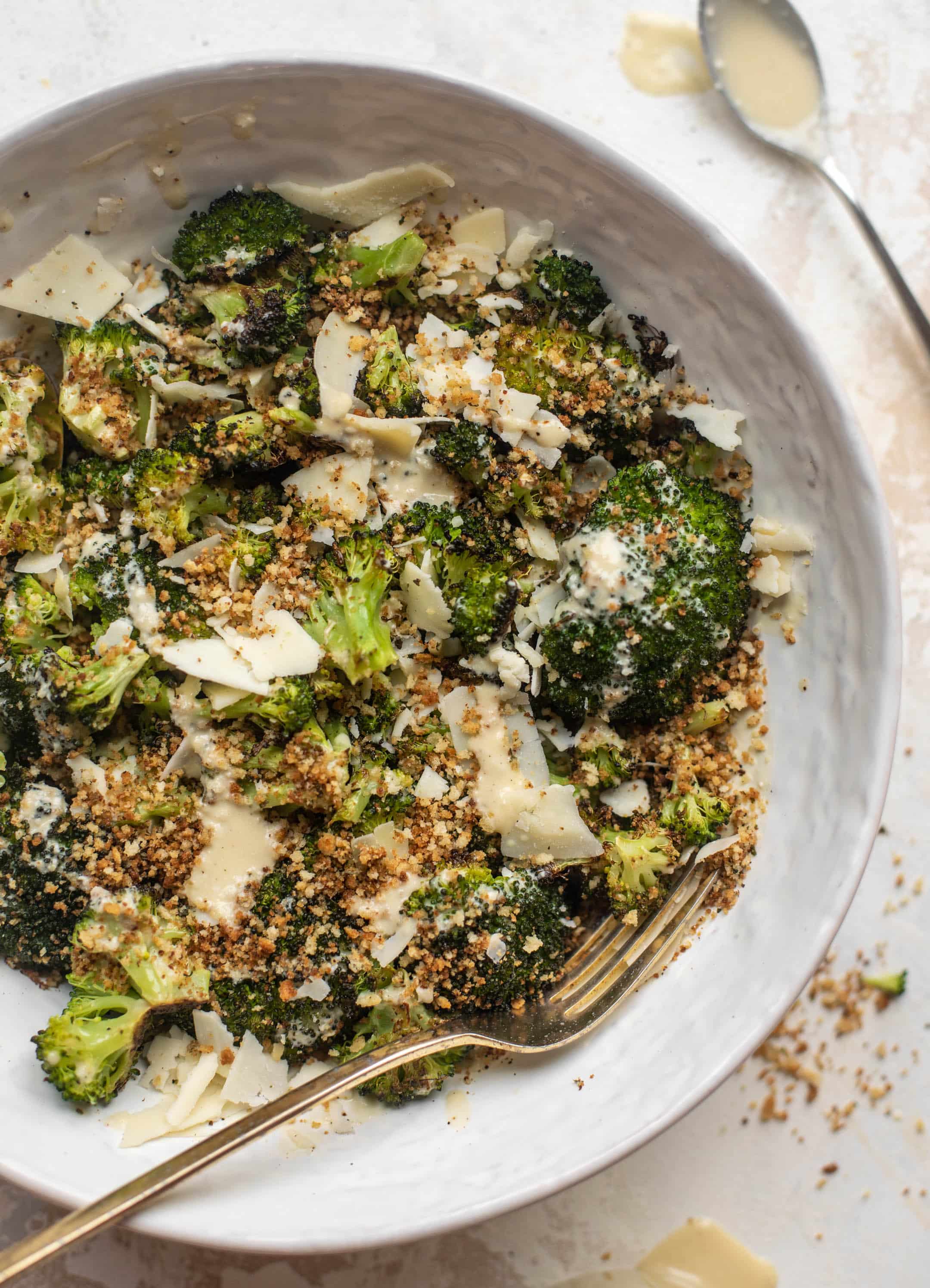roasted broccoli caesar salad