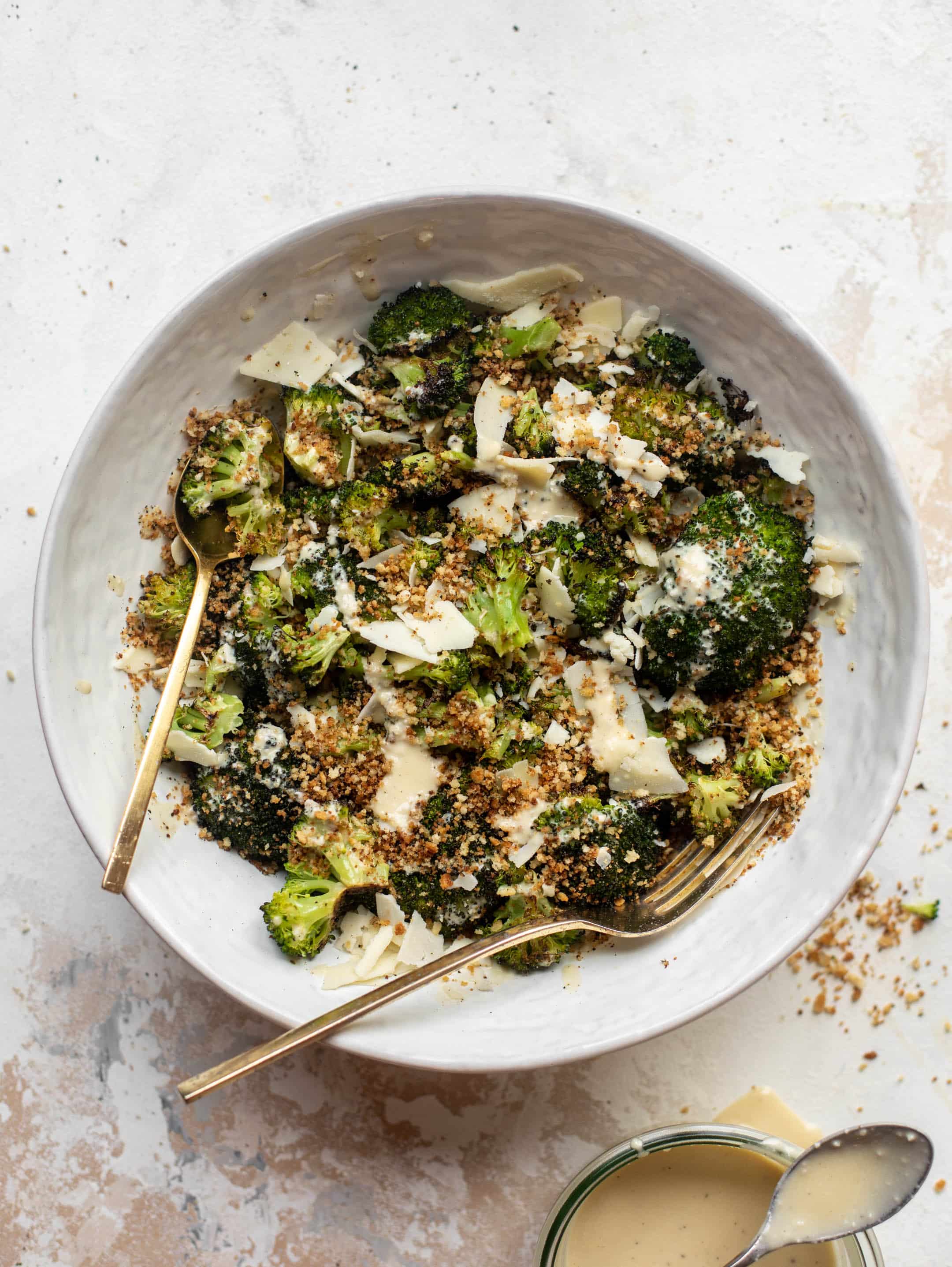 roasted broccoli caesar salad