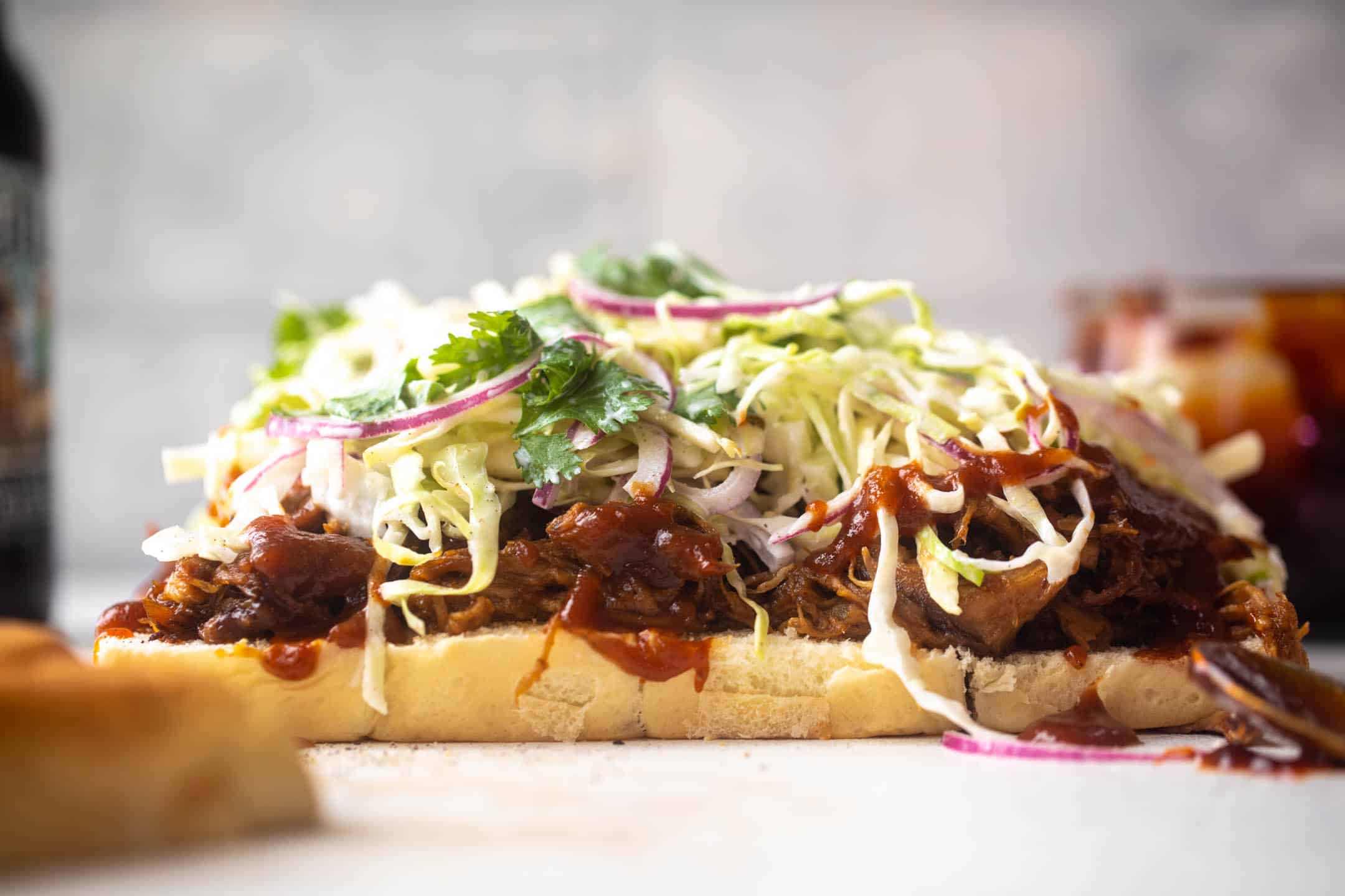 root beer pulled pork sliders with jalapeño slaw